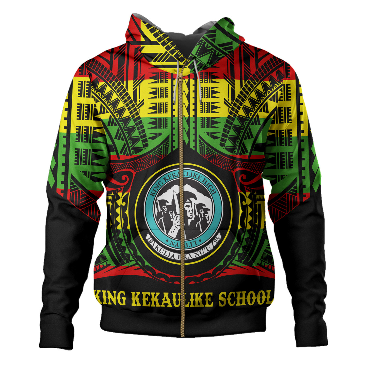 Hawaii Hoodie King Kekaulike High School Reggae Color Polynesian