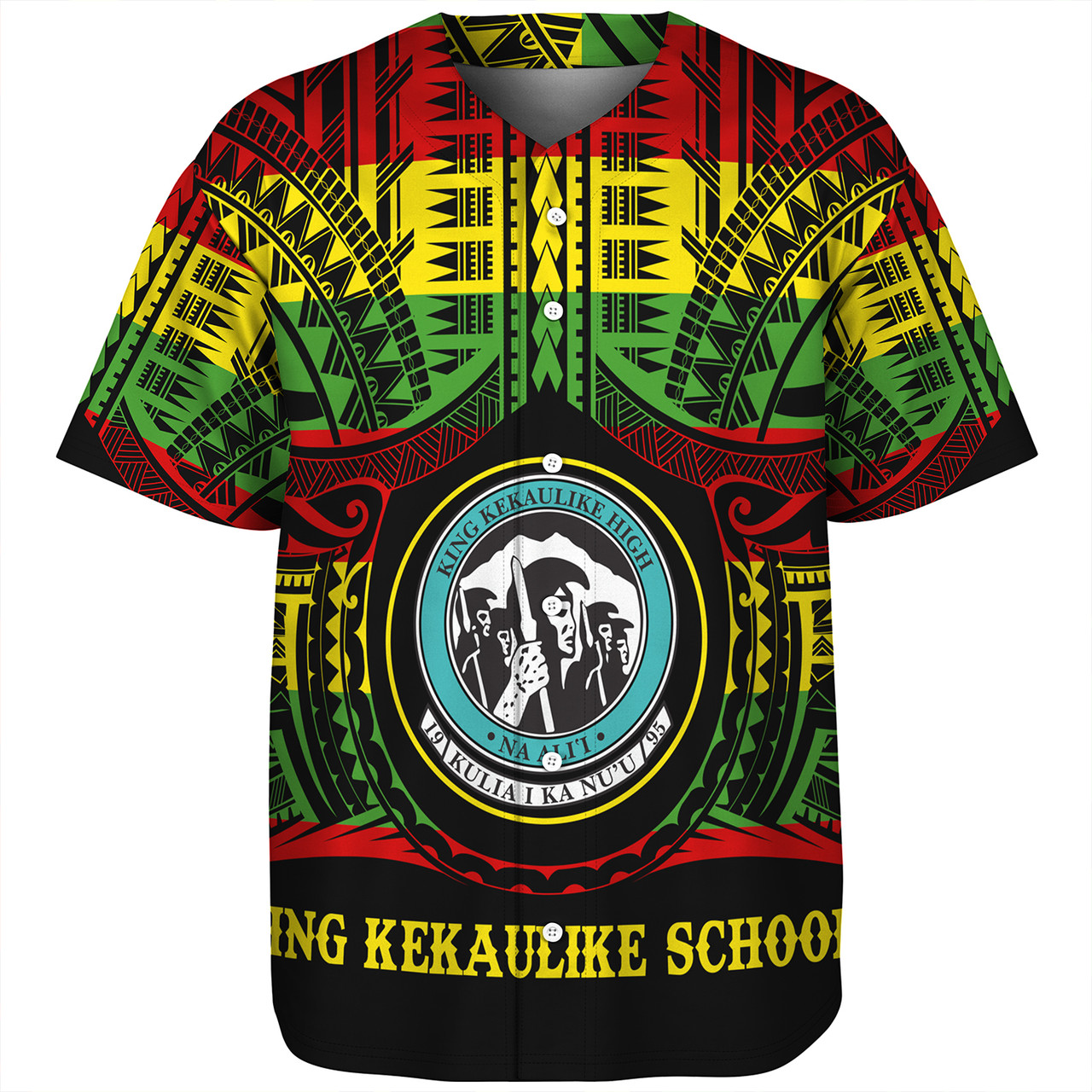 Hawaii Baseball Shirt King Kekaulike High School Reggae Color Polynesian