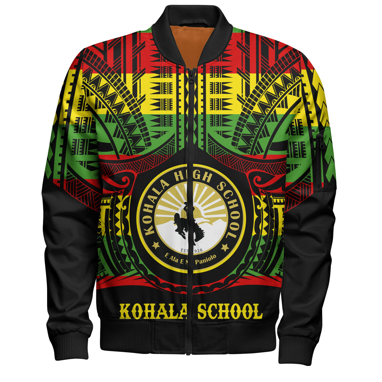 Hawaii Bomber Jacket Kohala High School Reggae Color Polynesian