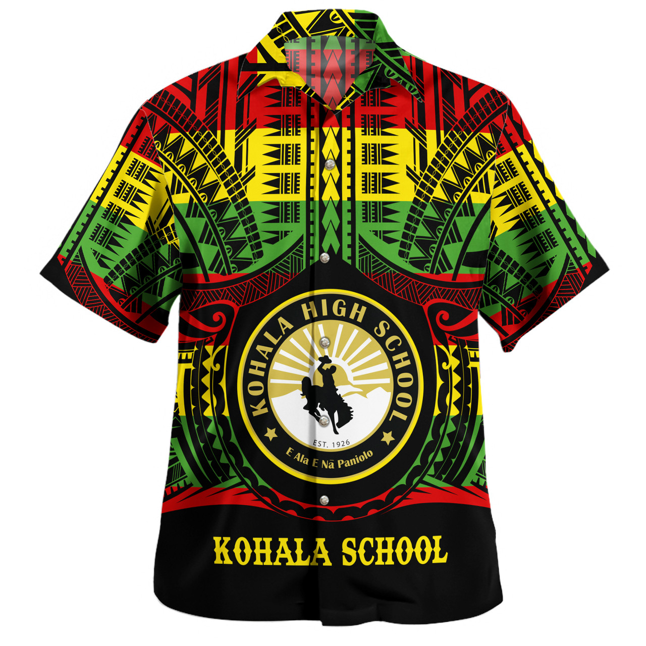 Hawaii Hawaiian Shirt Kohala High School Reggae Color Polynesian