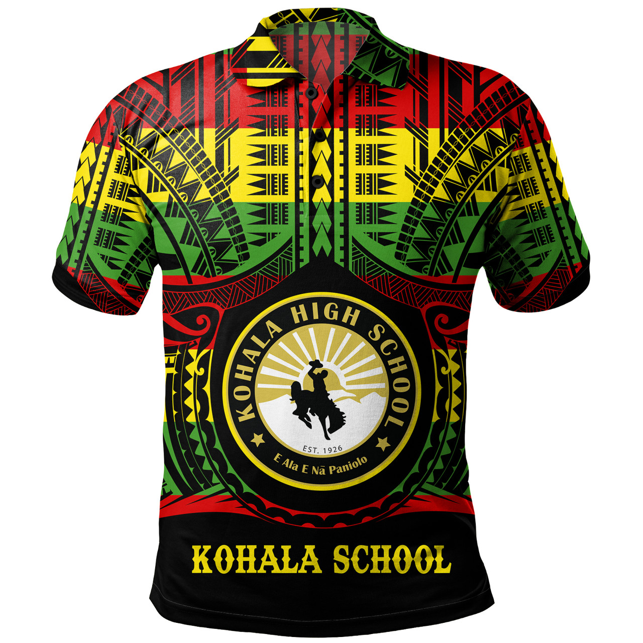 Hawaii Polo Shirt Kohala High School Reggae Color Polynesian