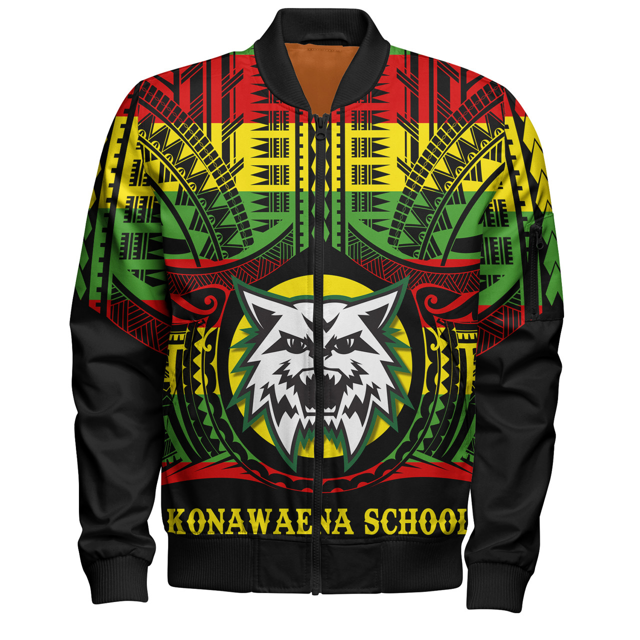 Hawaii Bomber Jacket Konawaena High School Reggae Color Polynesian