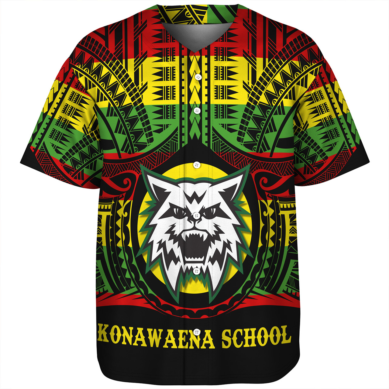 Hawaii Baseball Shirt Konawaena High School Reggae Color Polynesian