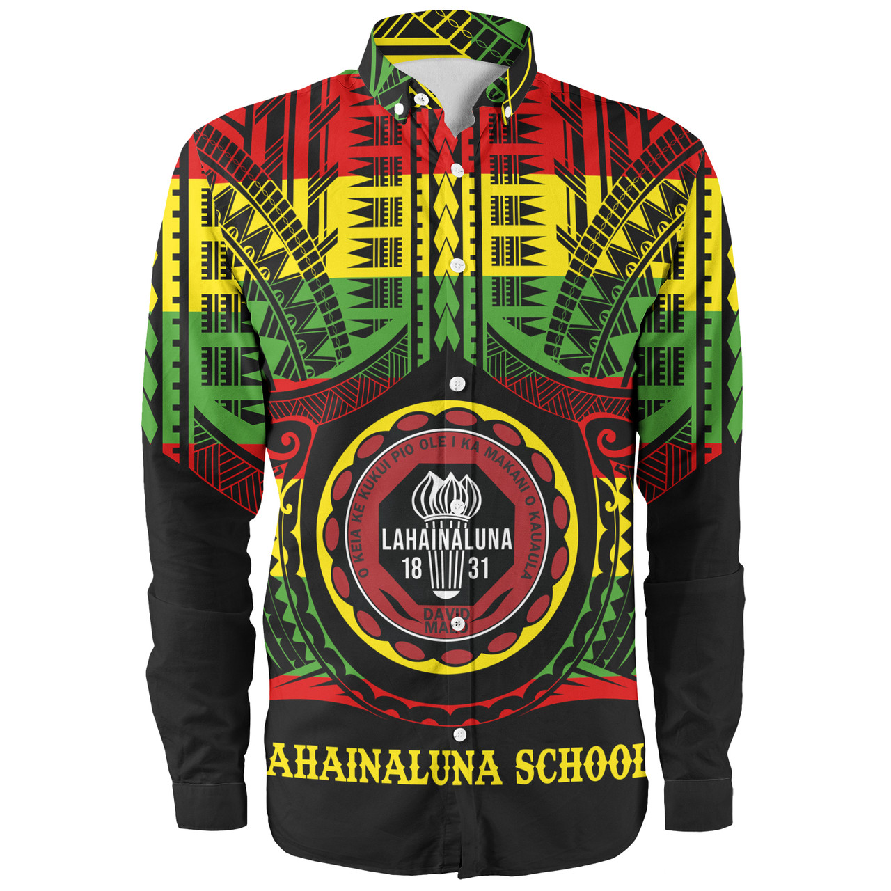 Hawaii Long Sleeve Shirt Lahainaluna High School Reggae Color Polynesian