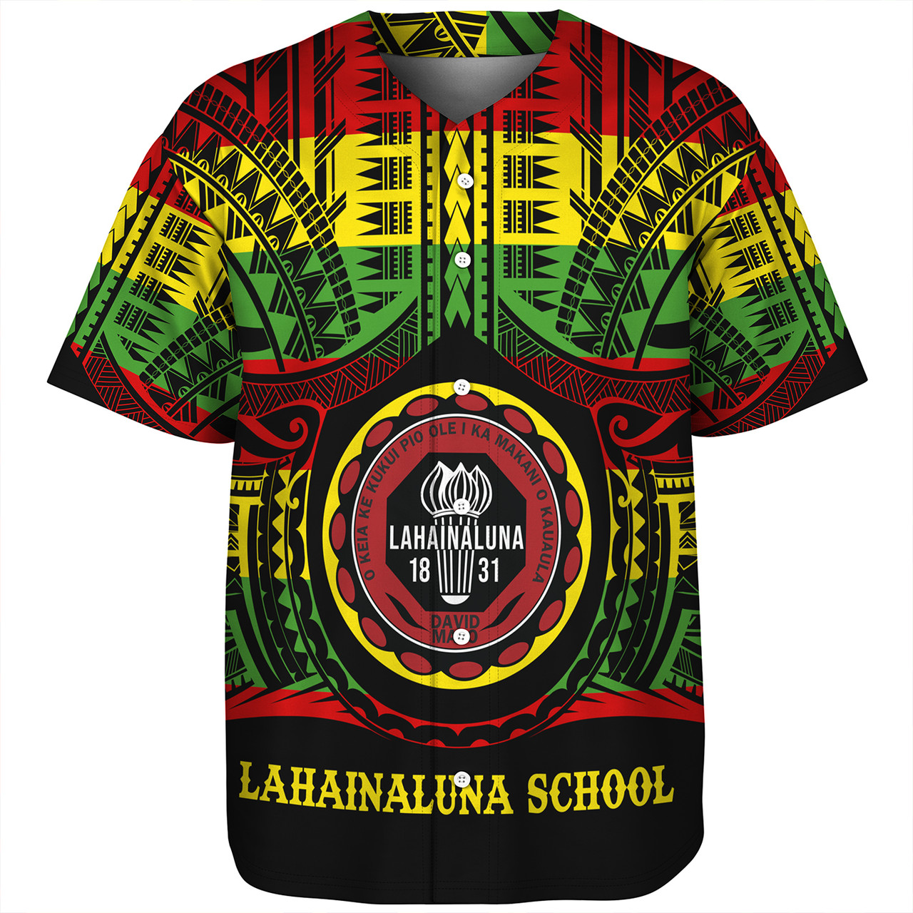 Hawaii Baseball Shirt Lahainaluna High School Reggae Color Polynesian