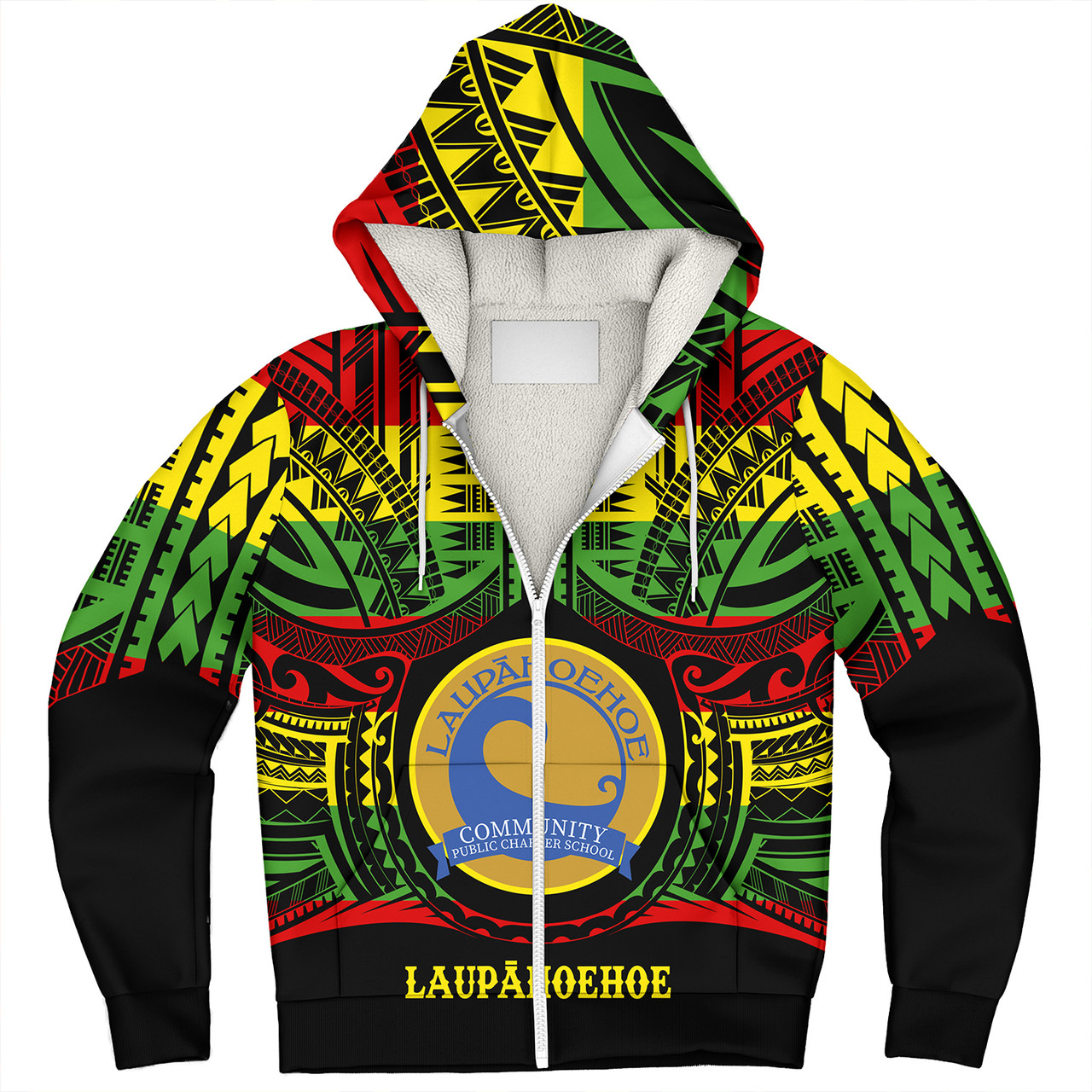 Hawaii Sherpa Hoodie Laupāhoehoe Community Public Charter School Reggae Color Polynesian