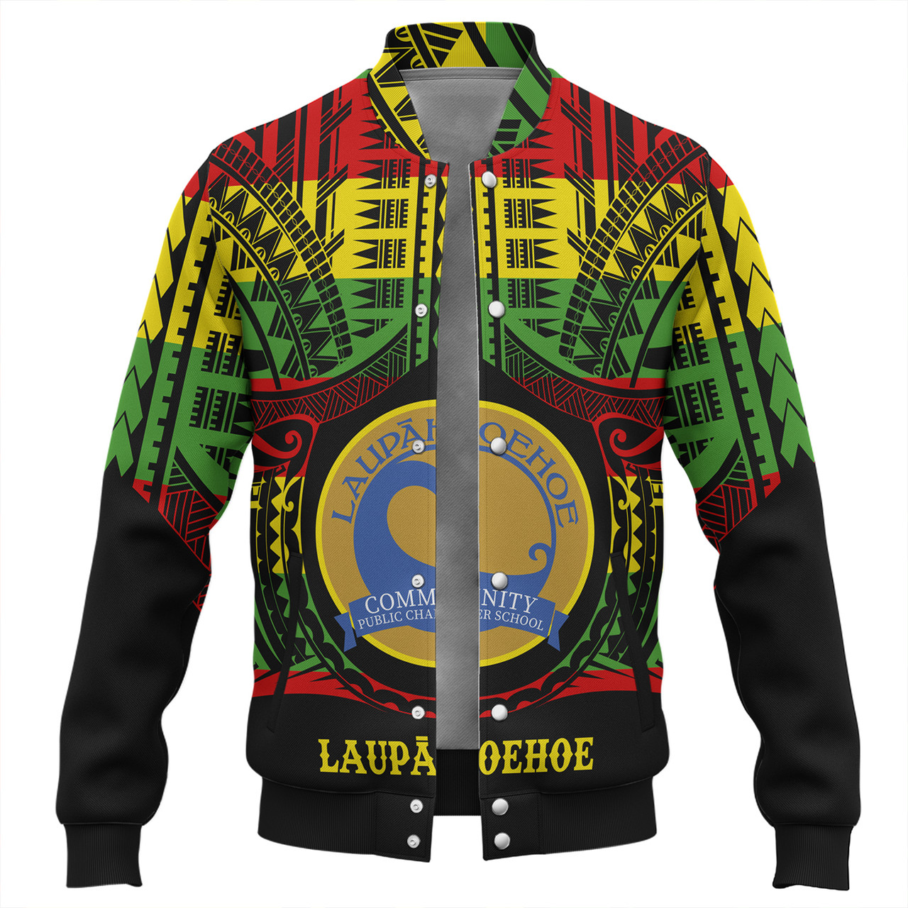 Hawaii Baseball Jacket Laupāhoehoe Community Public Charter School Reggae Color Polynesian