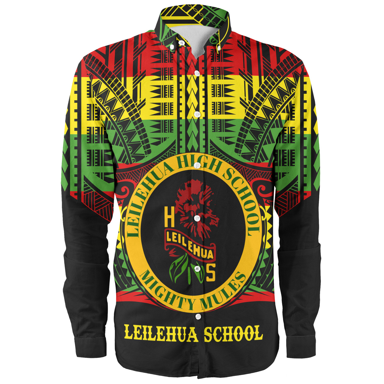 Hawaii Long Sleeve Shirt Leilehua High School Reggae Color Polynesian