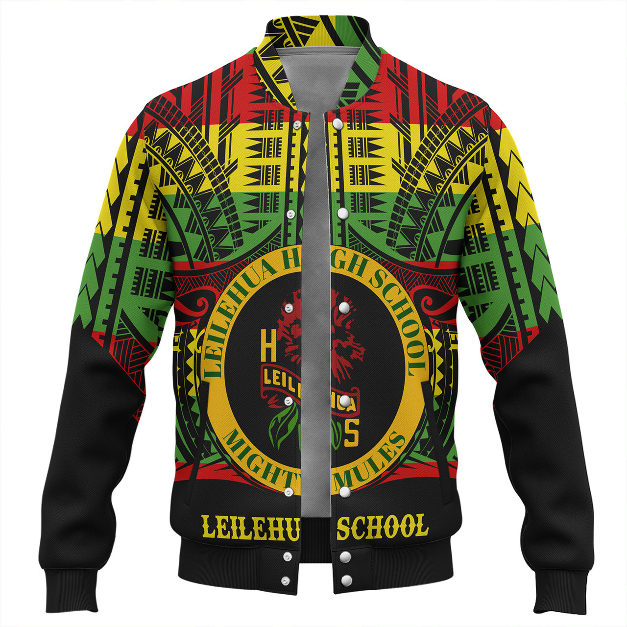 Hawaii Baseball Jacket Leilehua High School Reggae Color Polynesian