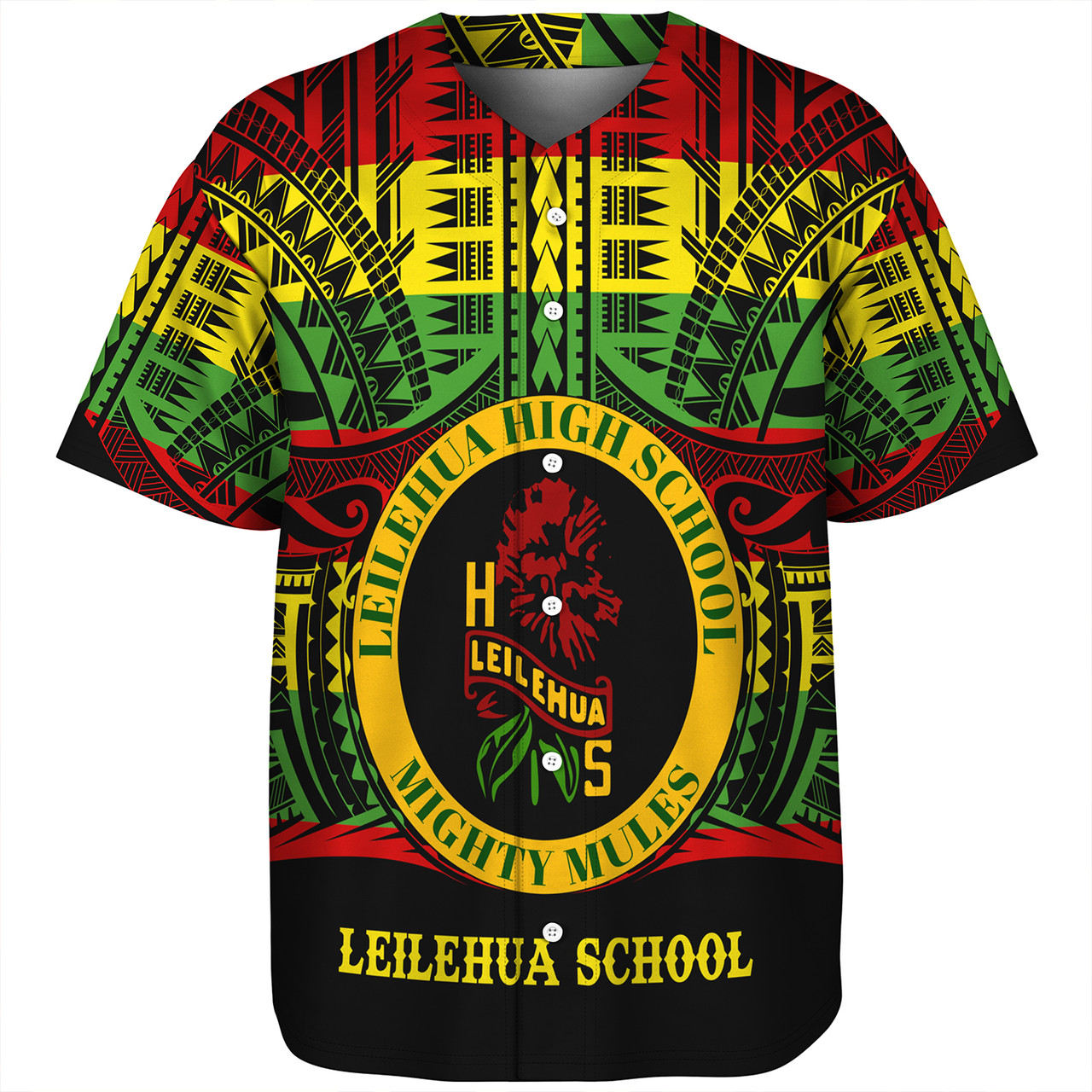 Hawaii Baseball Shirt Leilehua High School Reggae Color Polynesian
