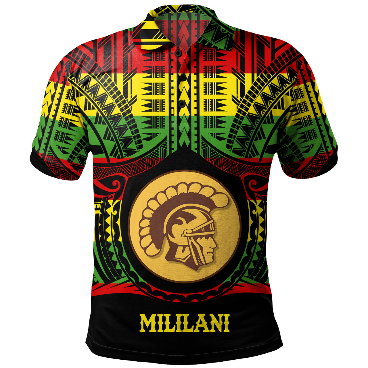 Hawaii Polo Shirt Mililani High School Reggae Color Polynesian