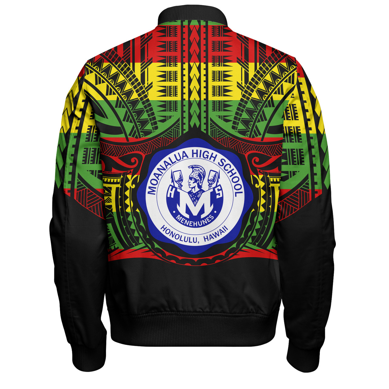 Hawaii Bomber Jacket Moanalua High School Reggae Color Polynesian