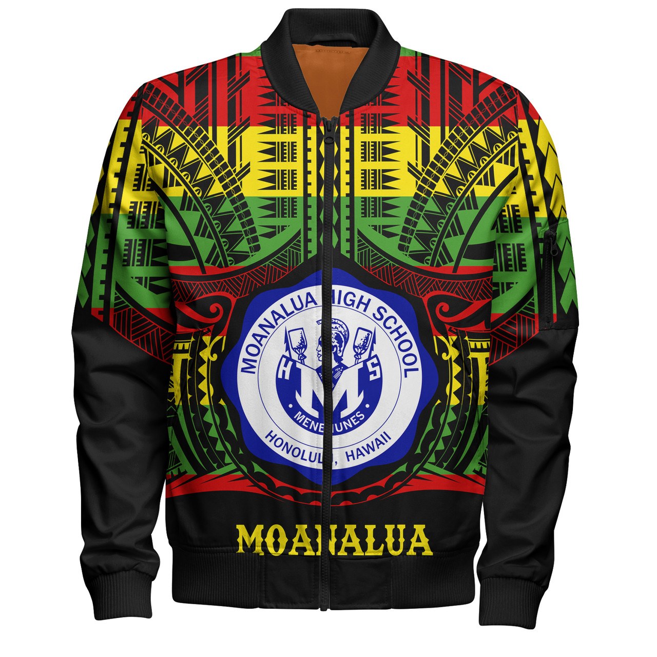 Hawaii Bomber Jacket Moanalua High School Reggae Color Polynesian