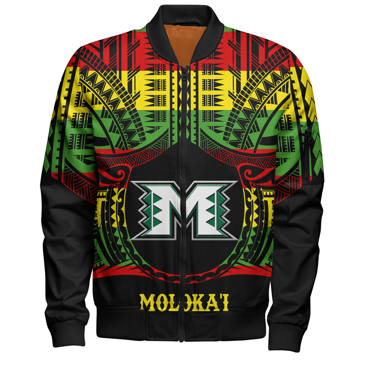 Hawaii Bomber Jacket Moloka'i High School Reggae Color Polynesian