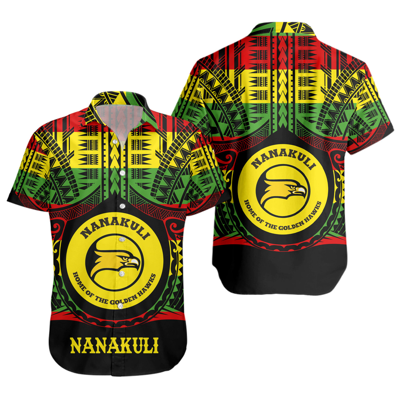 Hawaii Short Sleeve Shirt Nanakuli High and Intermediate School Reggae Color Polynesian