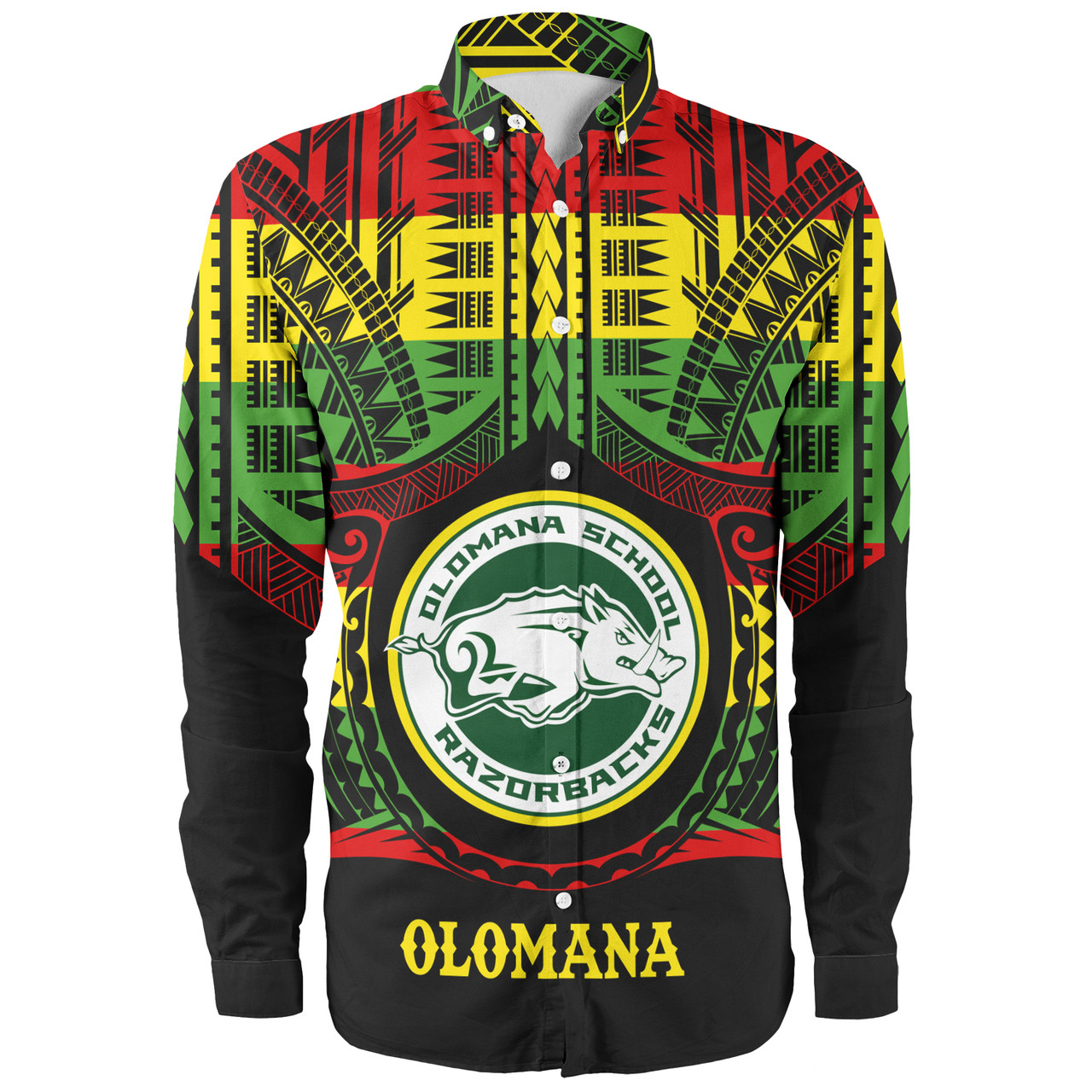 Hawaii Long Sleeve Shirt Olomana High School Reggae Color Polynesian