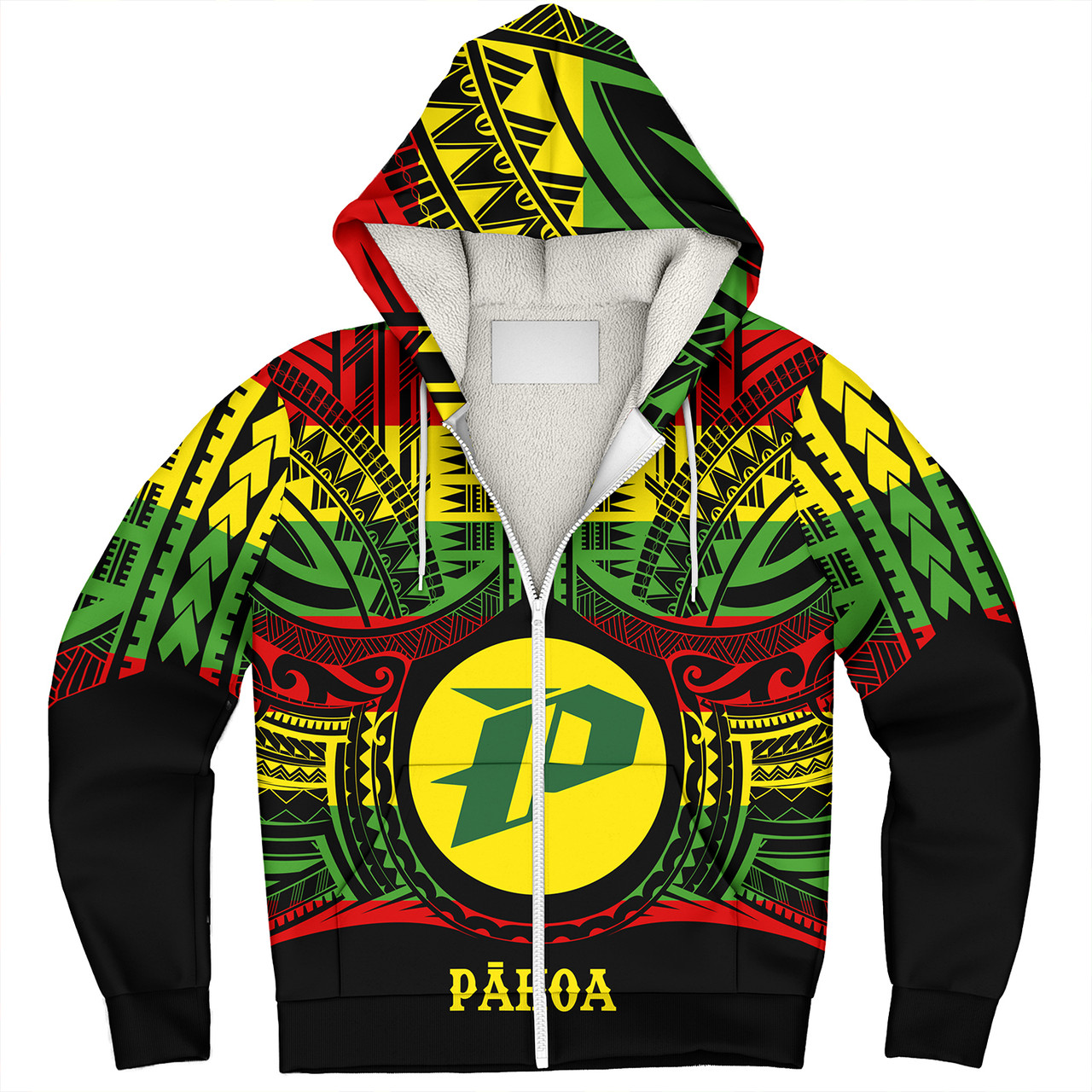 Hawaii Sherpa Hoodie Pāhoa High & Intermediate Shool Reggae Color Polynesian