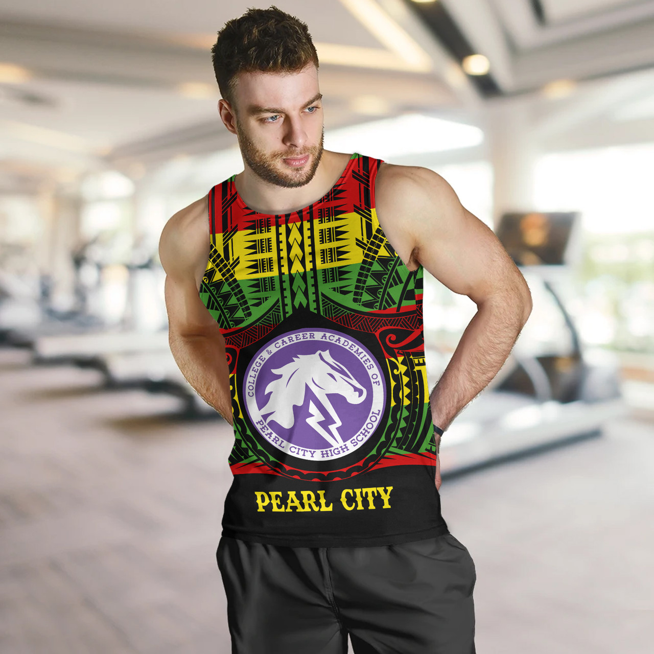 Hawaii Tank Top Pearl City High School Reggae Color Polynesian