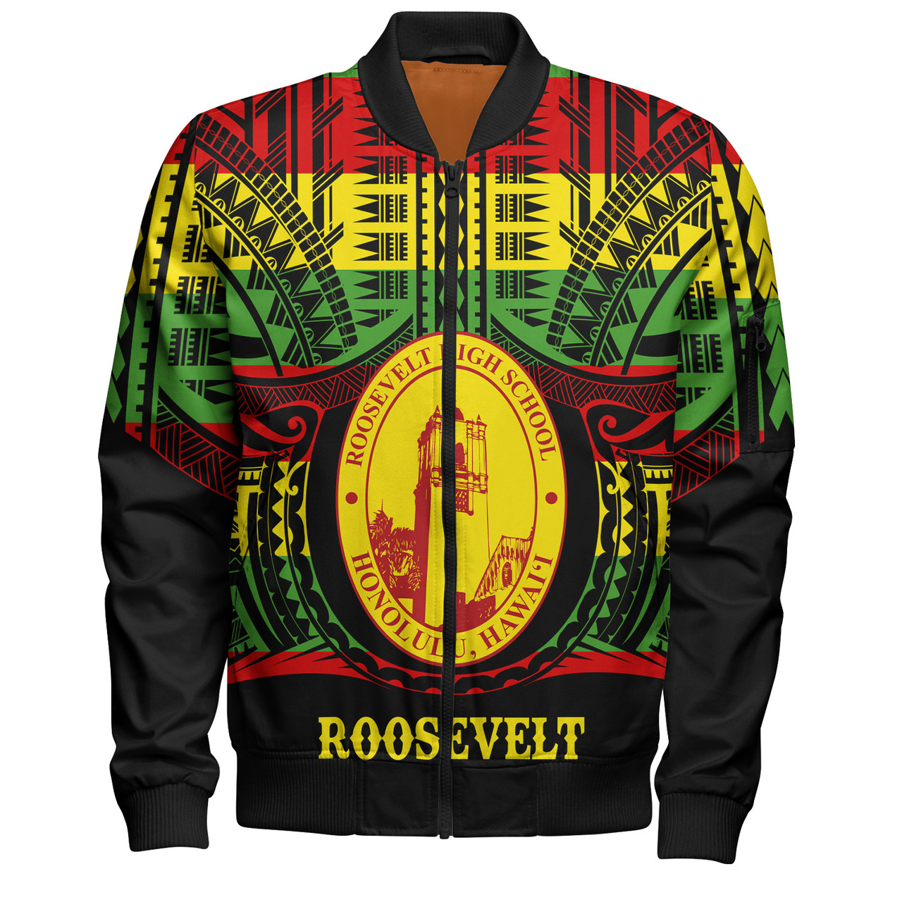 Hawaii Bomber Jacket President Theodore Roosevelt High School Reggae Color Polynesian