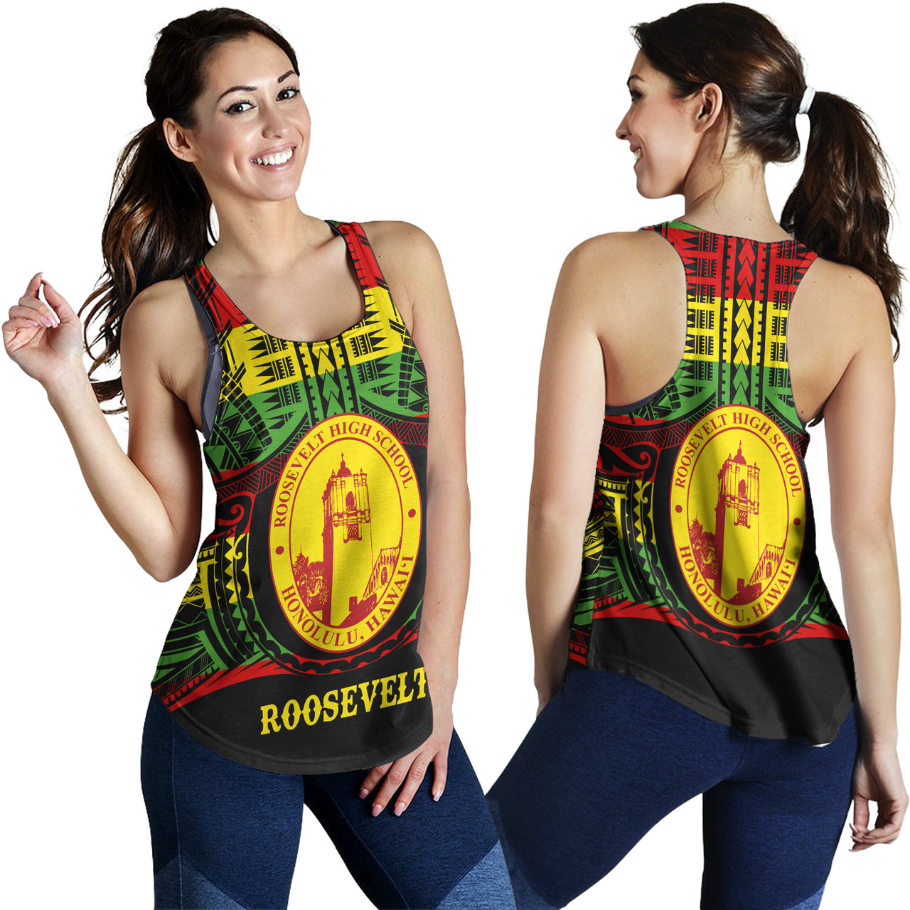 Hawaii Women Tank President Theodore Roosevelt High School Reggae Color Polynesian