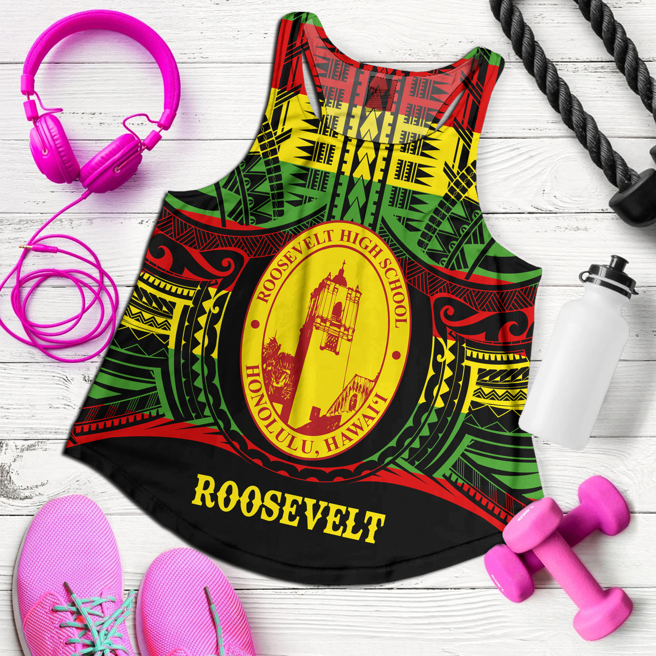 Hawaii Women Tank President Theodore Roosevelt High School Reggae Color Polynesian