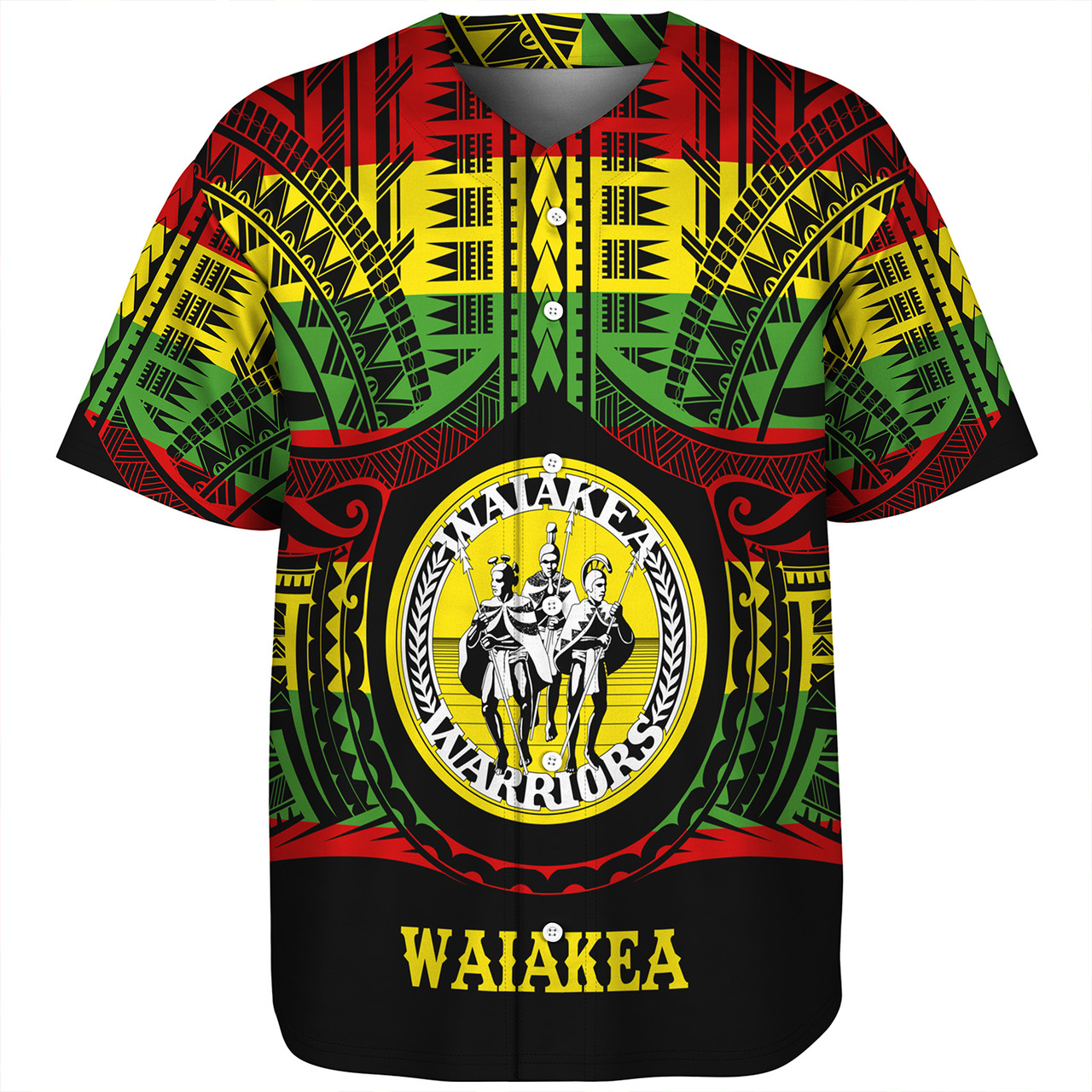 Hawaii Baseball Shirt Waiakea High School Reggae Color Polynesian