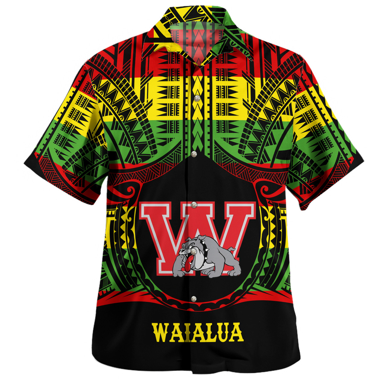 Hawaii Hawaiian Shirt Waialua High and Intermediate School Reggae Color Polynesian