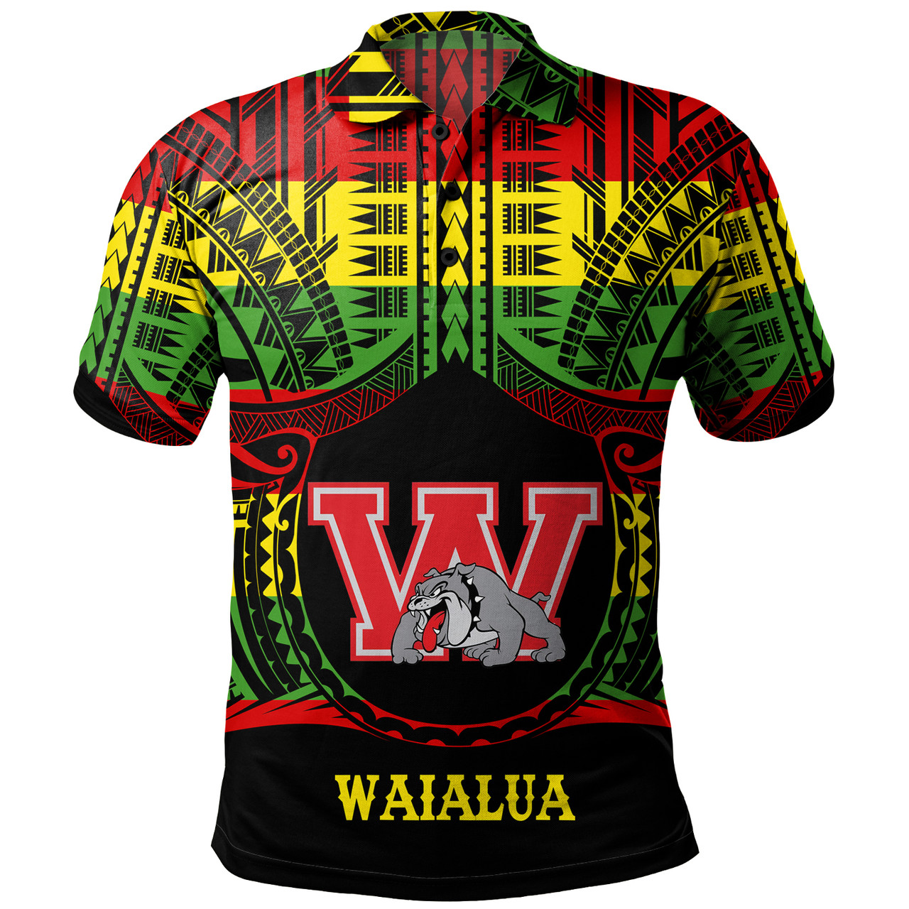 Hawaii Polo Shirt Waialua High and Intermediate School Reggae Color Polynesian