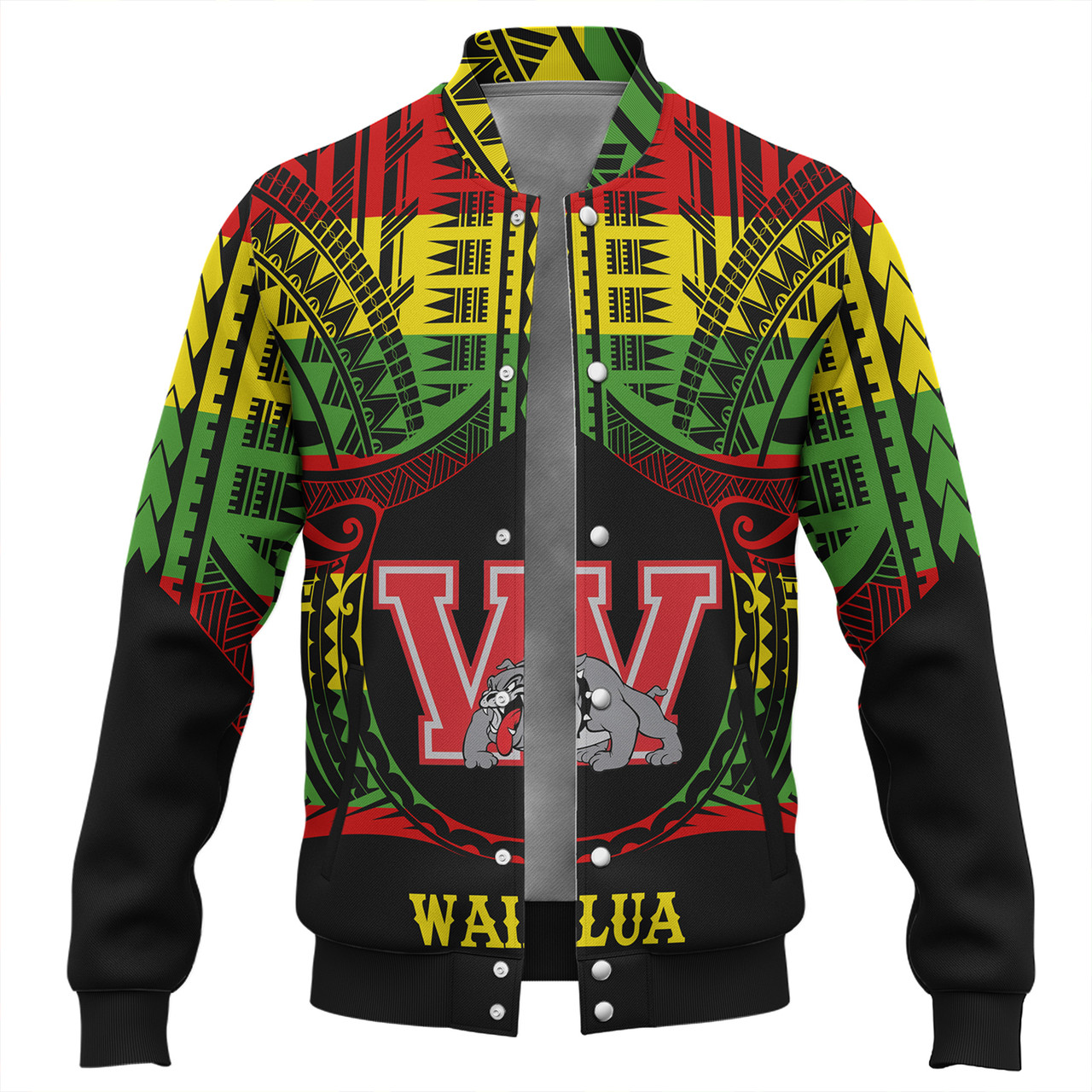 Hawaii Baseball Jacket Waialua High and Intermediate School Reggae Color Polynesian