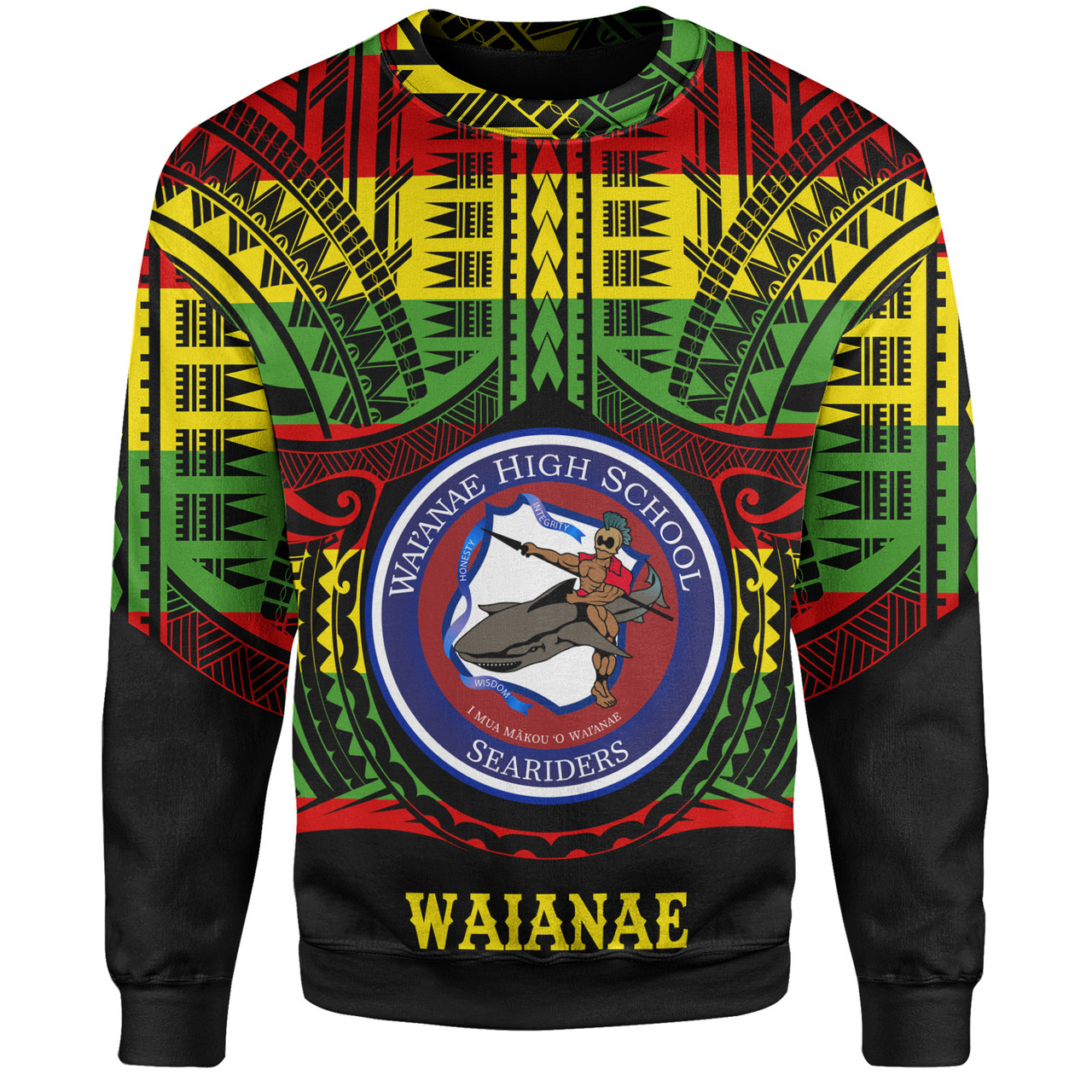 Hawaii Sweatshirt Waianae High School Reggae Color Polynesian