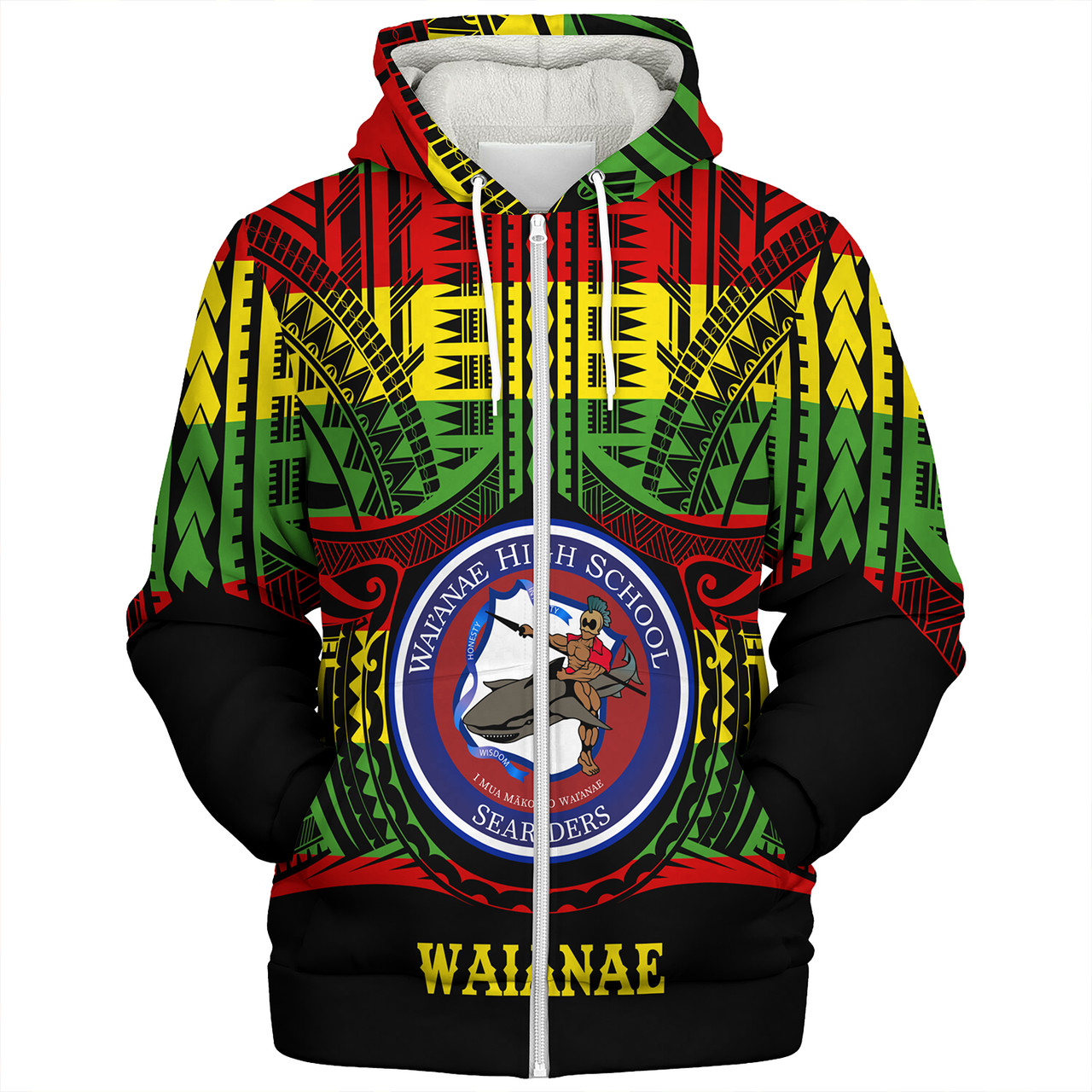 Hawaii Sherpa Hoodie Waianae High School Reggae Color Polynesian