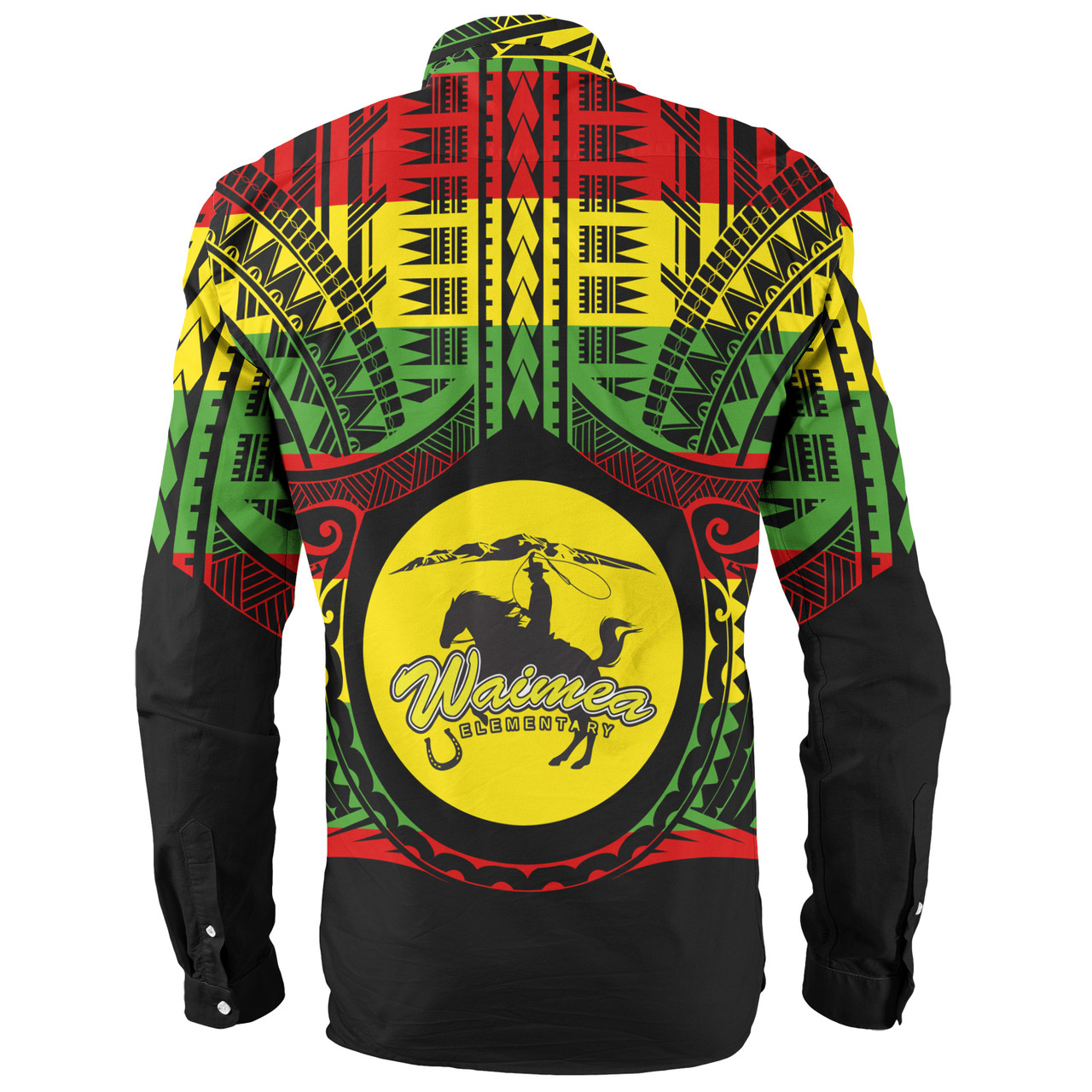 Hawaii Long Sleeve Shirt Waimea Elementary School Reggae Color Polynesian