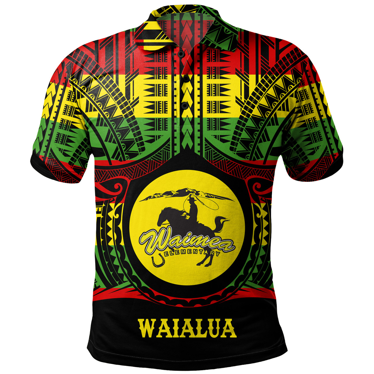 Hawaii Polo Shirt Waimea Elementary School Reggae Color Polynesian