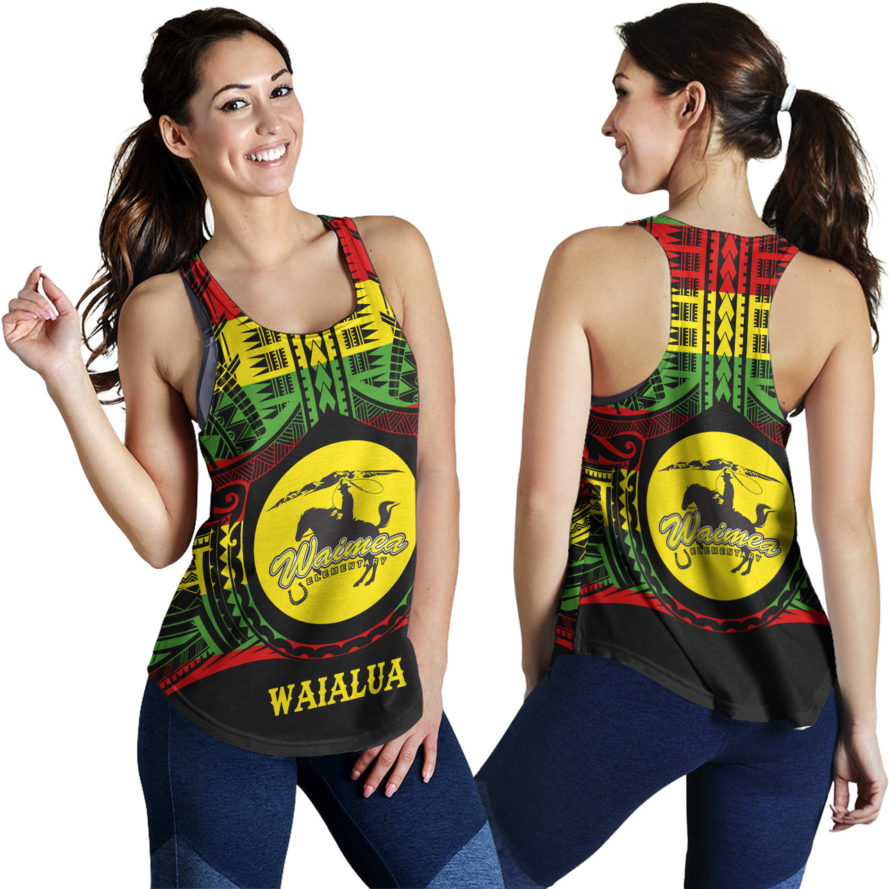 Hawaii Women Tank Waimea Elementary School Reggae Color Polynesian