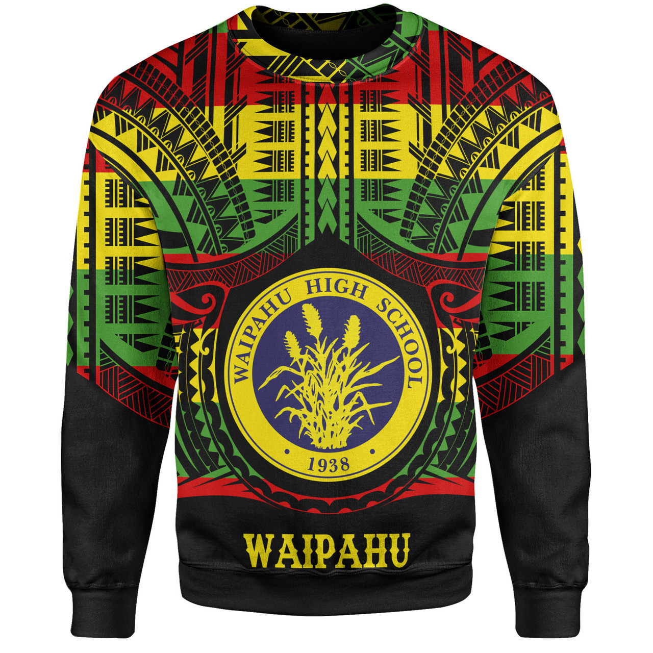 Hawaii Sweatshirt Waipahu High School Reggae Color Polynesian