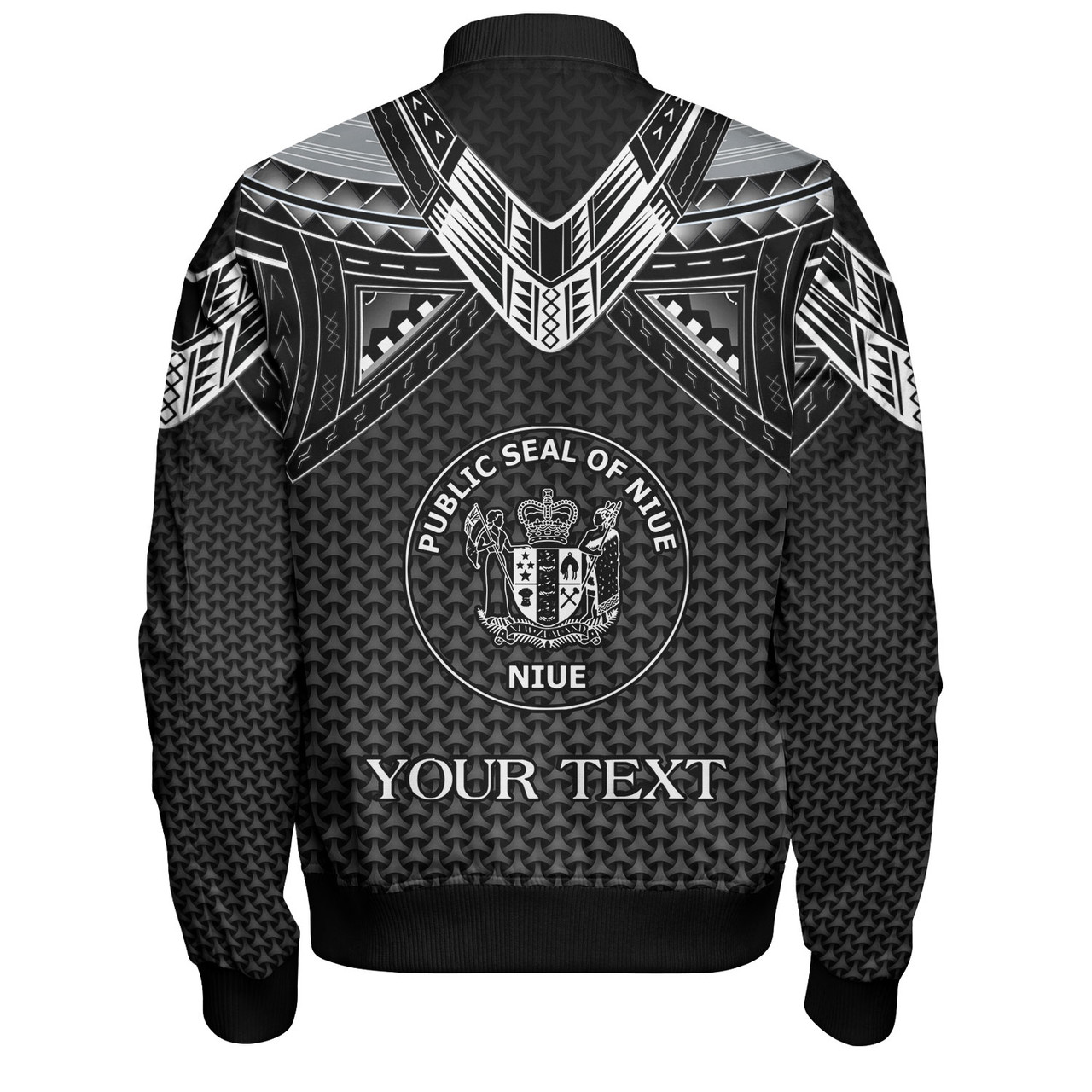 Niue Custom Personalised Bomber Jacket Polynesian Tribal Tattoo