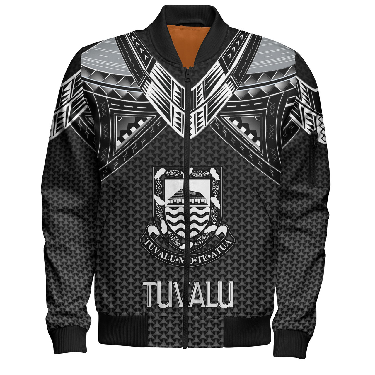 Tuvalu Custom Personalised Bomber Jacket Polynesian Tribal Tattoo