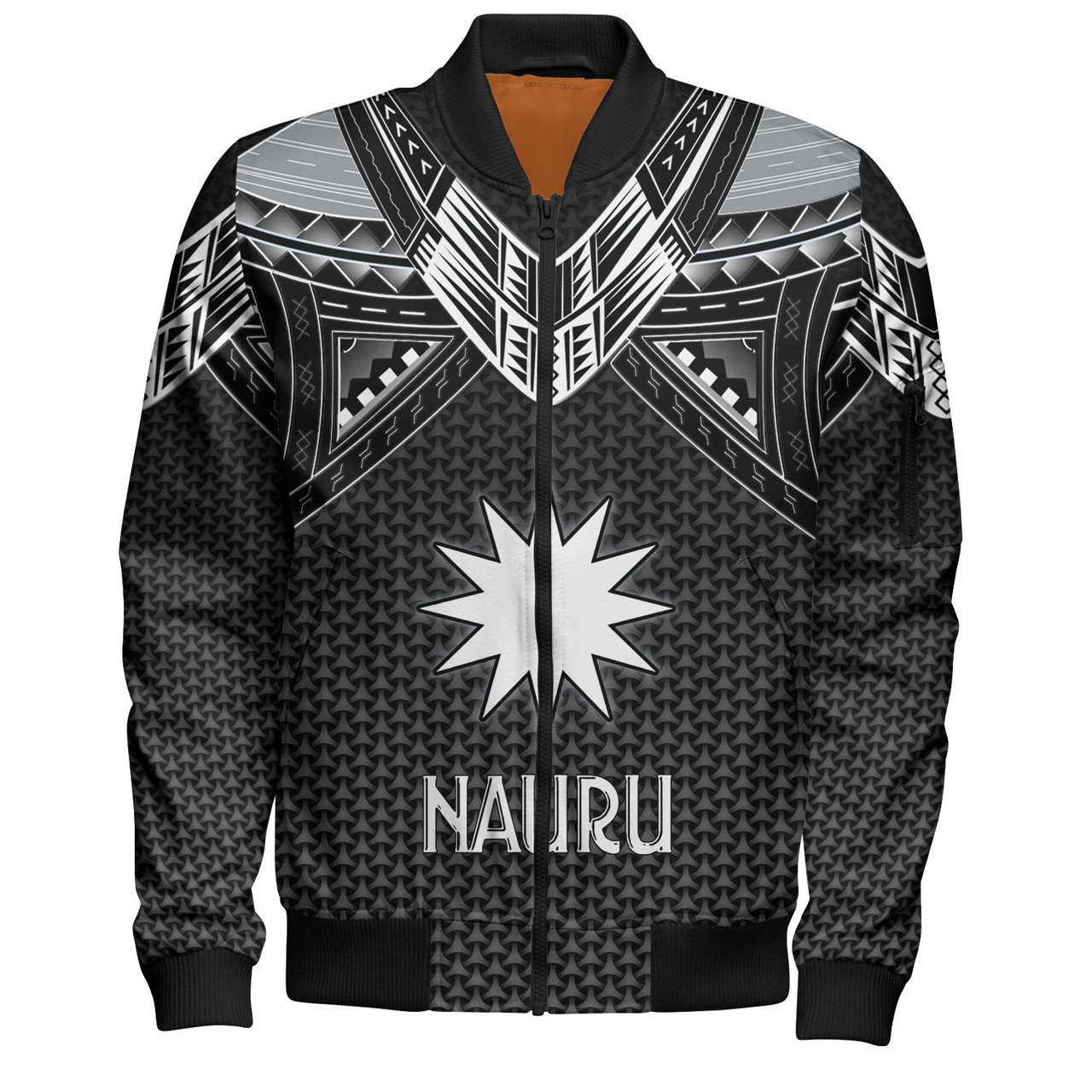 Nauru Custom Personalised Bomber Jacket Polynesian Tribal Tattoo