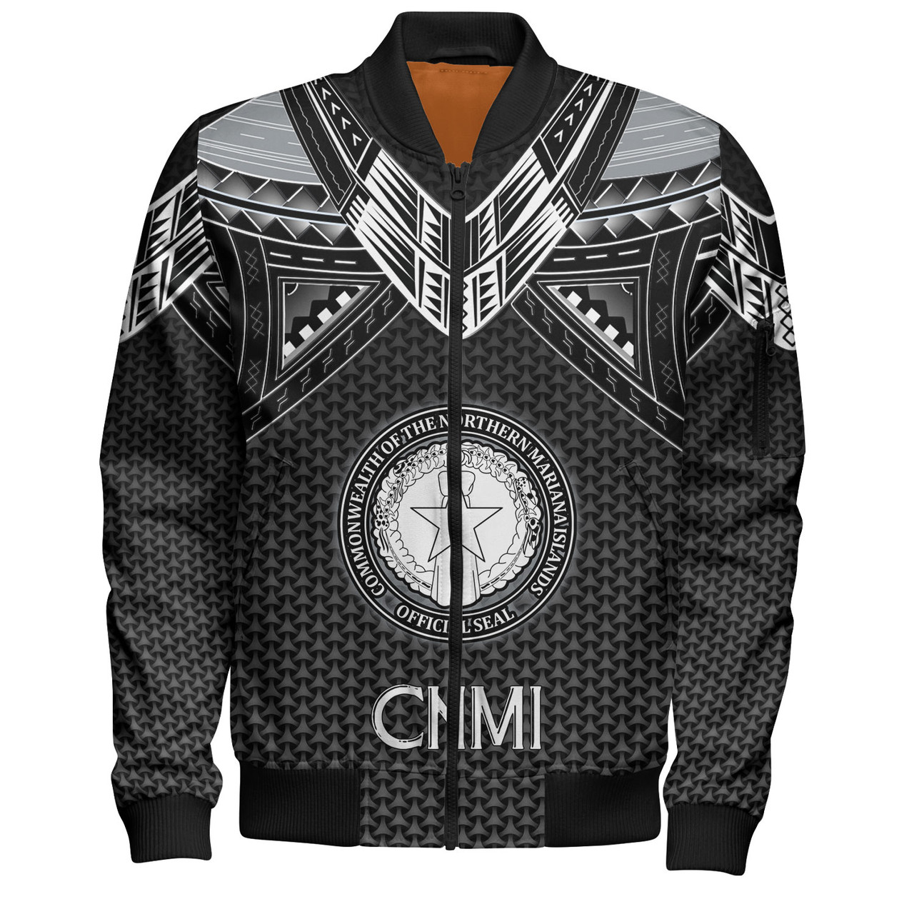 Northern Mariana Islands Custom Personalised Bomber Jacket Polynesian Tribal Tattoo