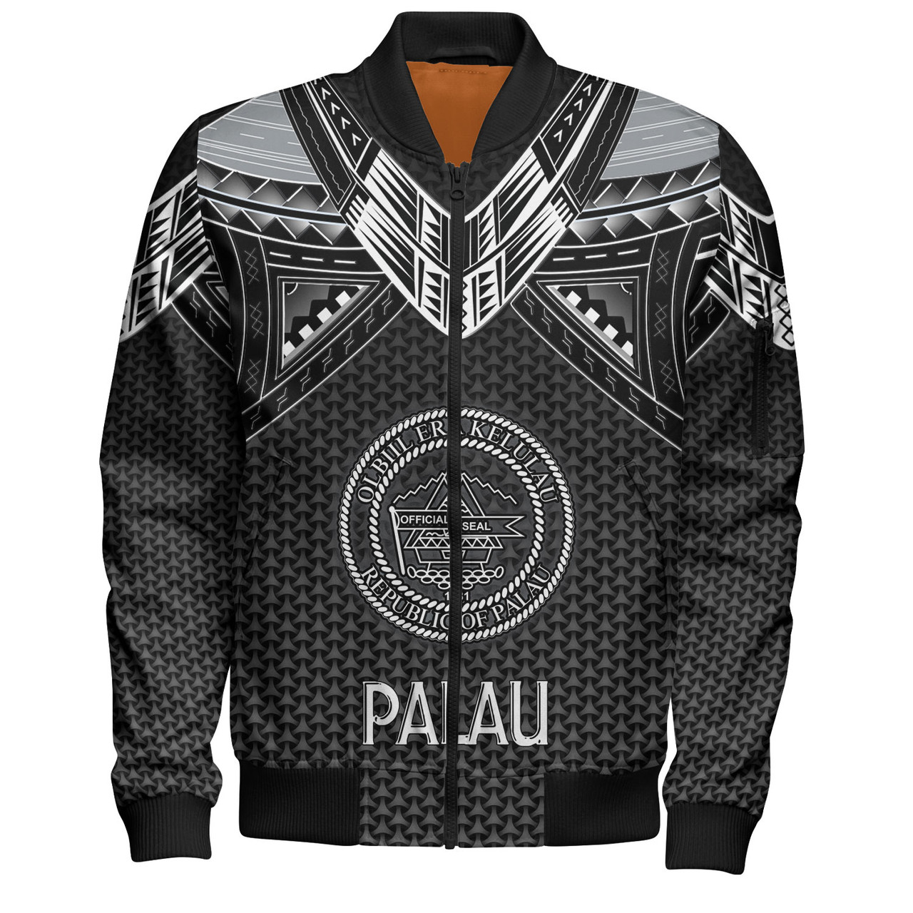 Palau Custom Personalised Bomber Jacket Polynesian Tribal Tattoo