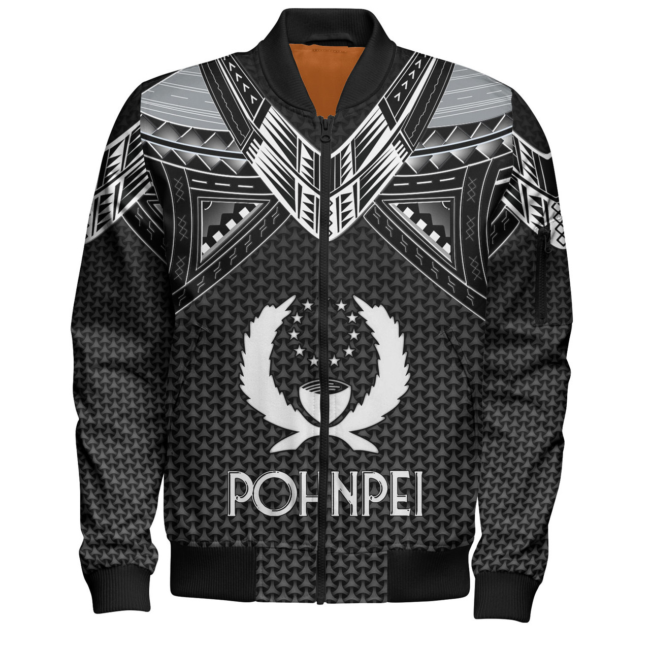 Pohnpei State Custom Personalised Bomber Jacket Polynesian Tribal Tattoo