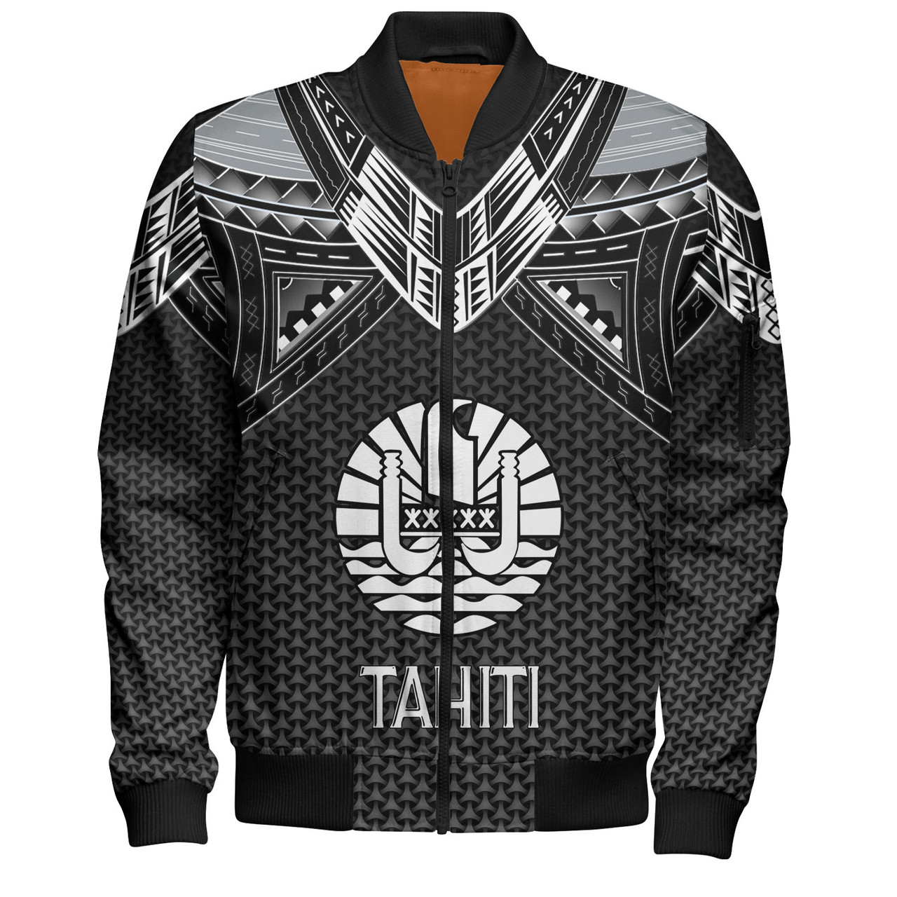 Tahiti Custom Personalised Bomber Jacket Polynesian Tribal Tattoo