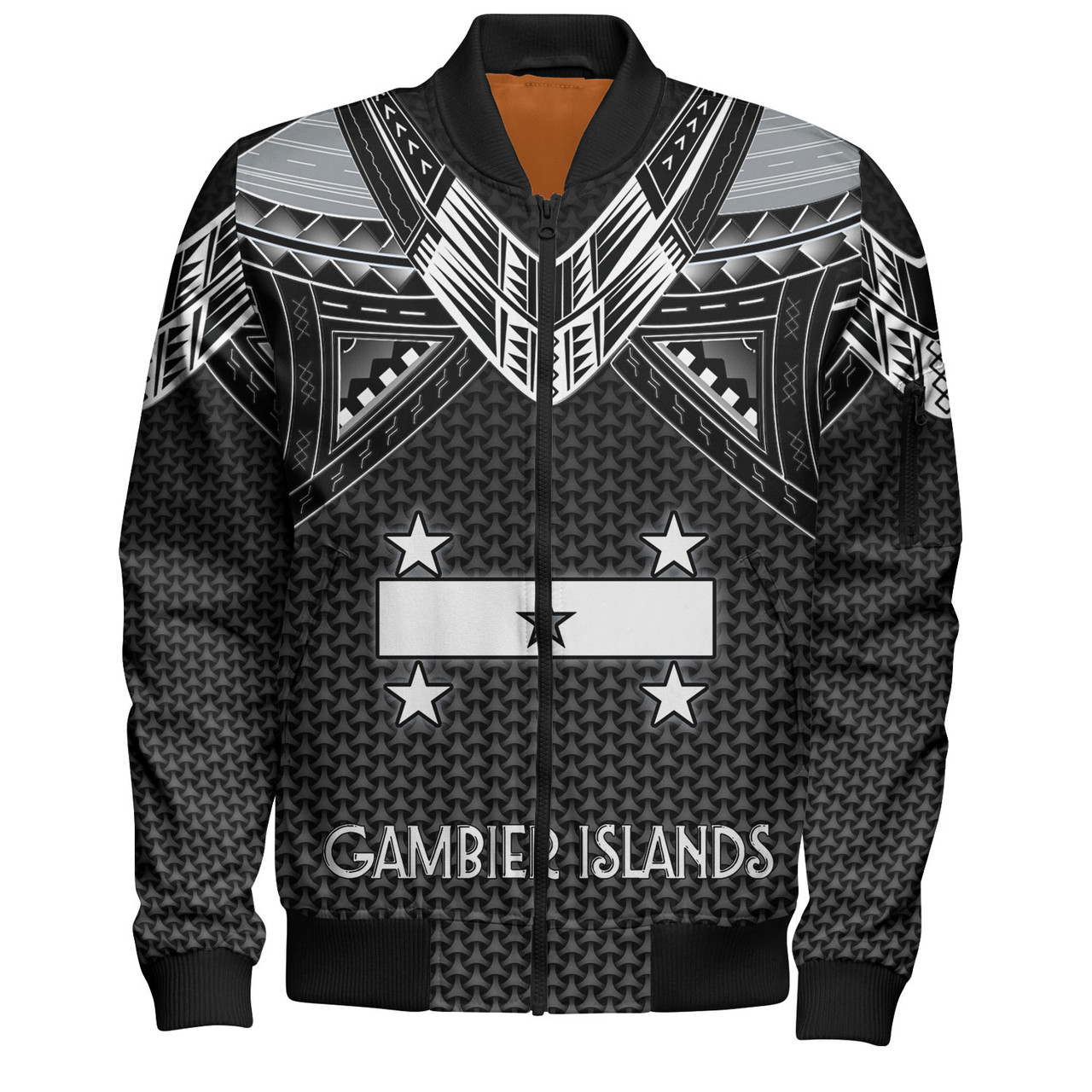 Gambier Islands Custom Personalised Bomber Jacket Polynesian Tribal Tattoo