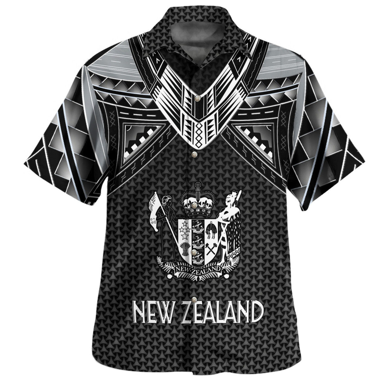 New Zealand Custom Personalised Hawaiian Shirt Polynesian Tribal Tattoo