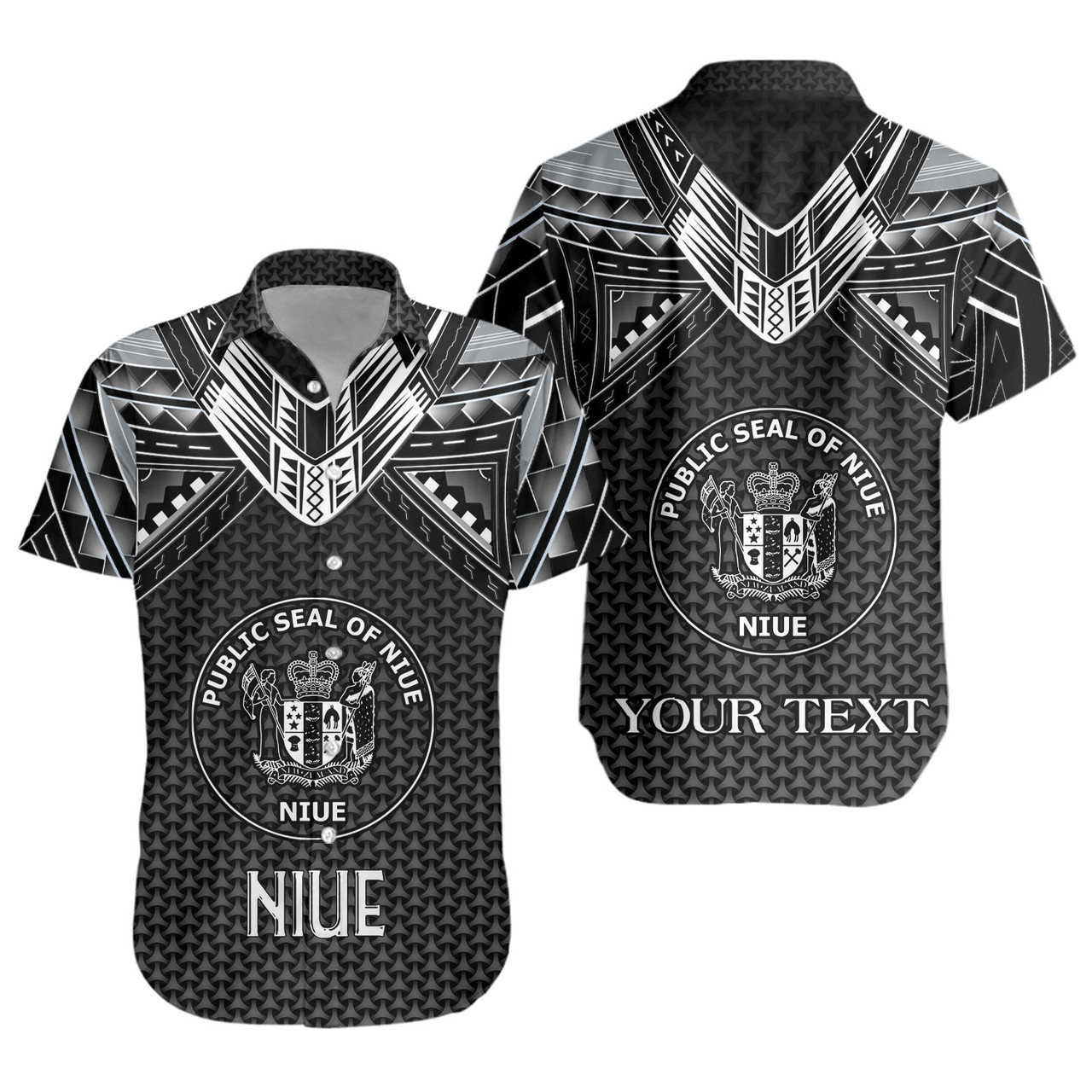 Niue Custom Personalised Short Sleeve Shirt Polynesian Tribal Tattoo