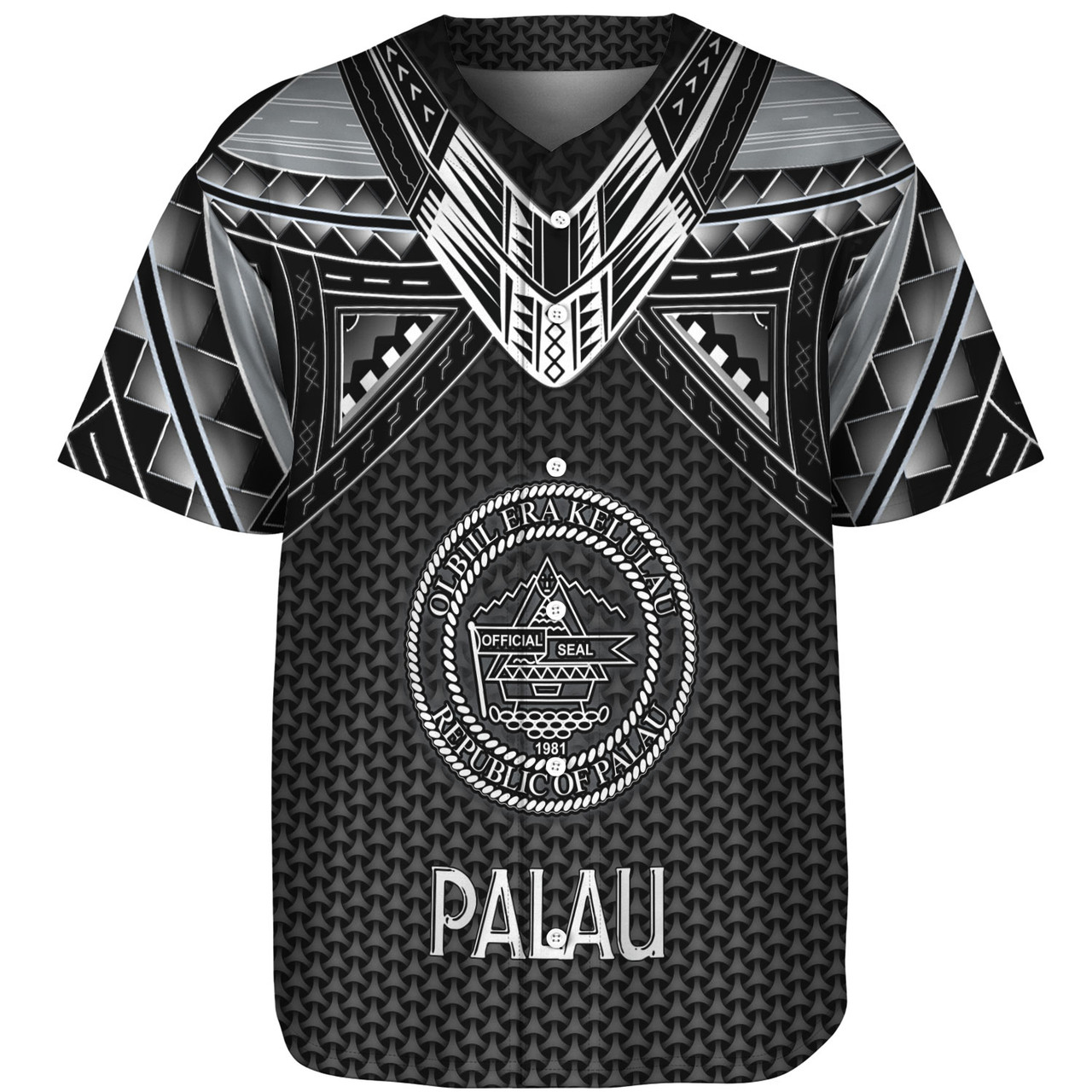 Palau Custom Personalised Baseball Shirt Polynesian Tribal Tattoo