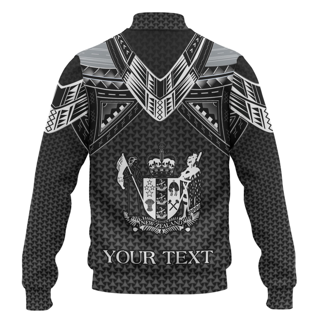 New Zealand Custom Personalised Baseball Jacket Polynesian Tribal Tattoo