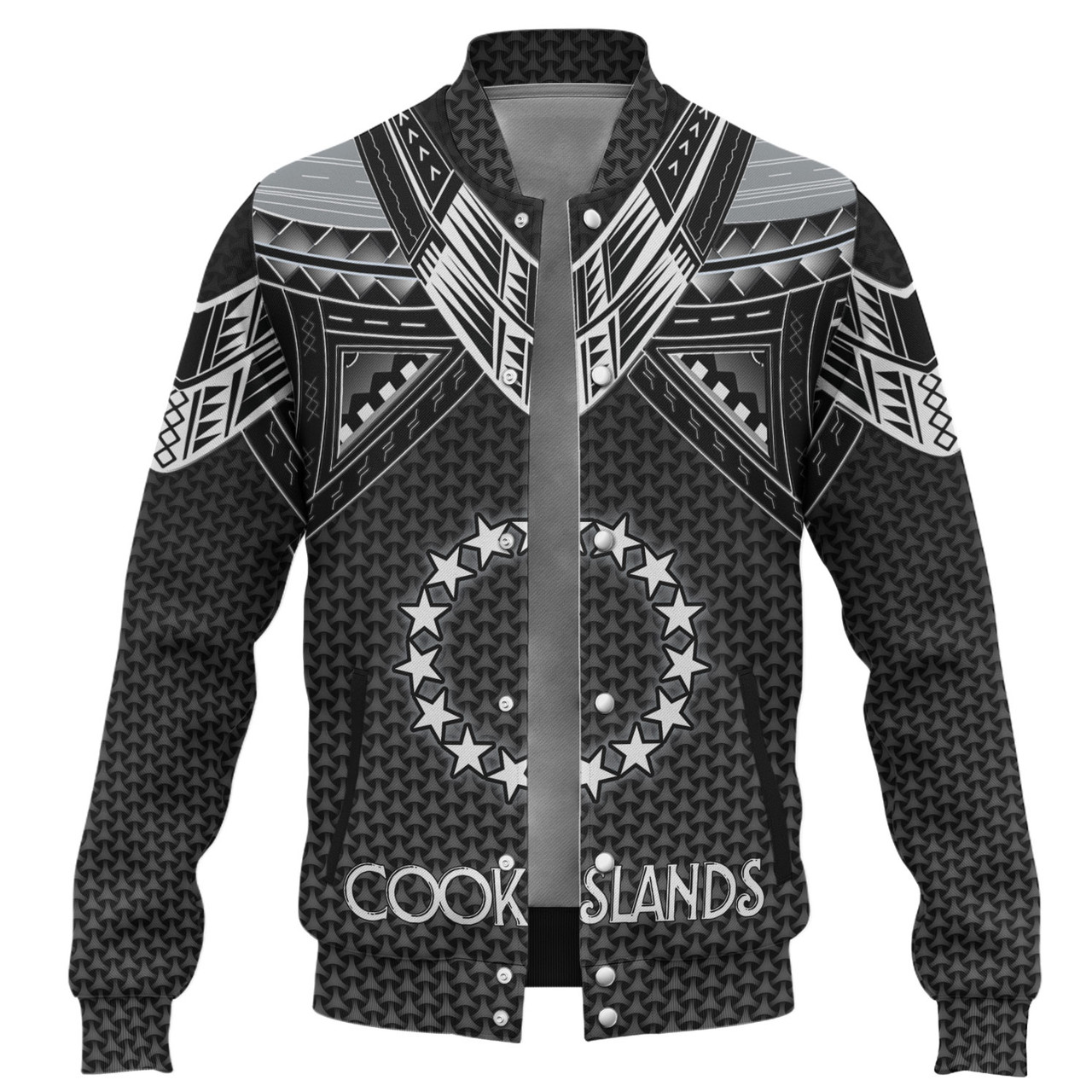 Cook Islands Custom Personalised Baseball Jacket Polynesian Tribal Tattoo