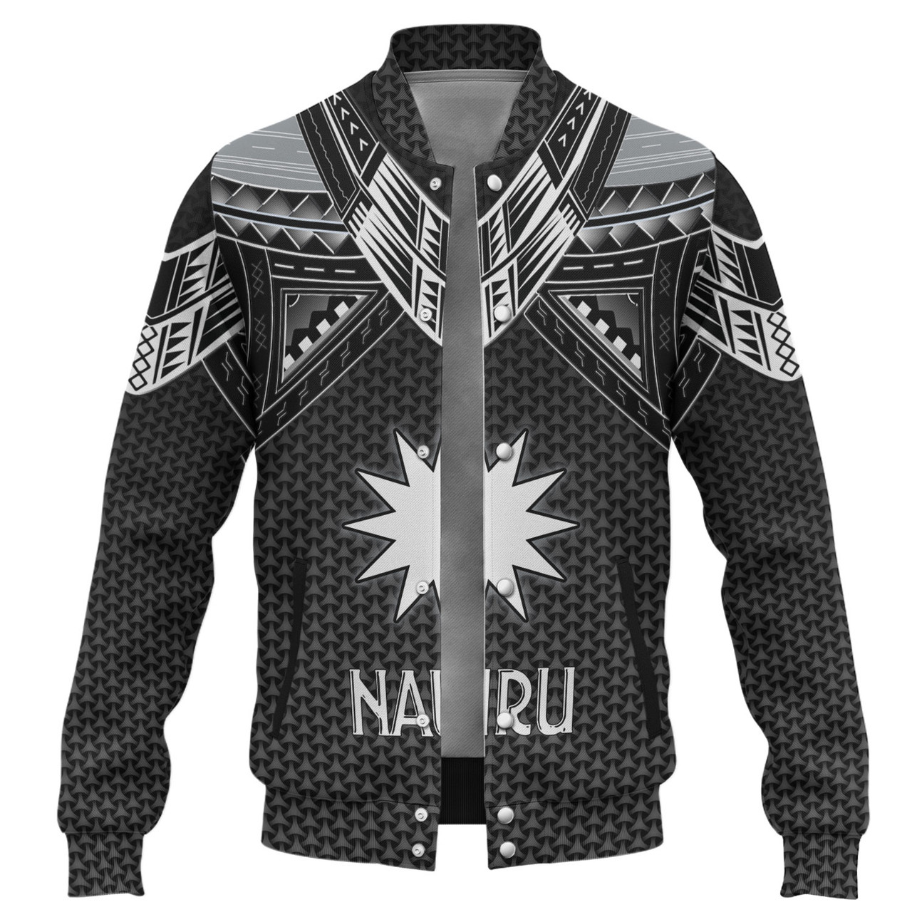 Nauru Custom Personalised Baseball Jacket Polynesian Tribal Tattoo