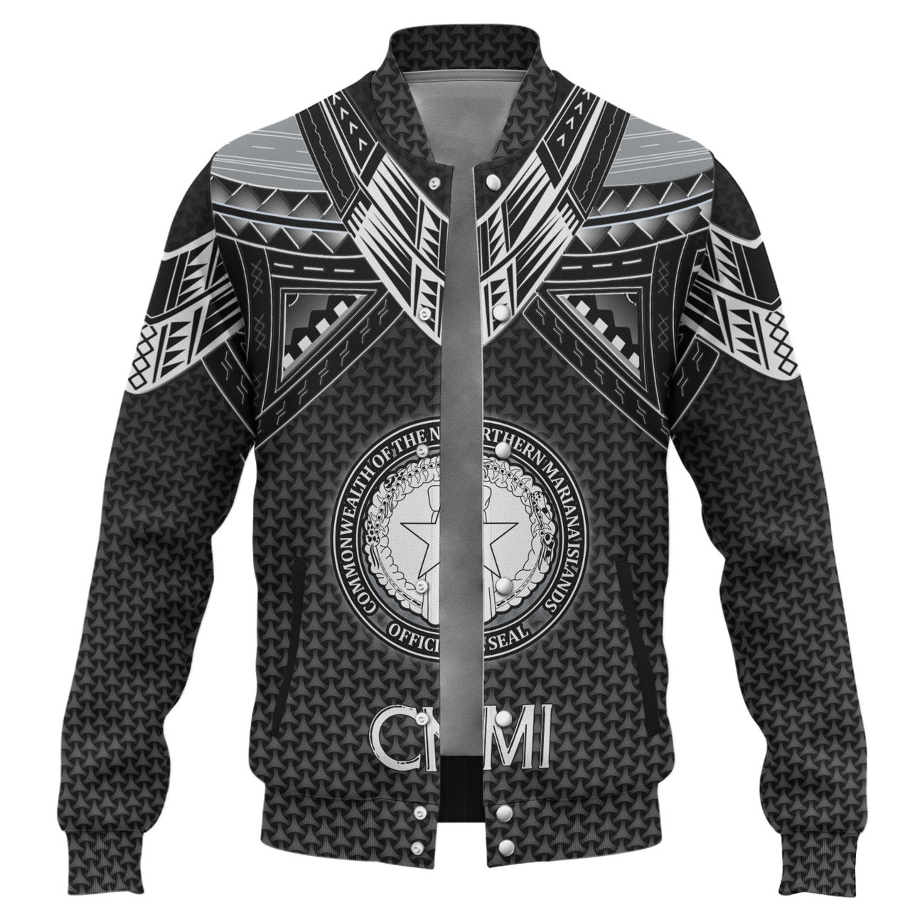 Northern Mariana Islands Custom Personalised Baseball Jacket Polynesian Tribal Tattoo